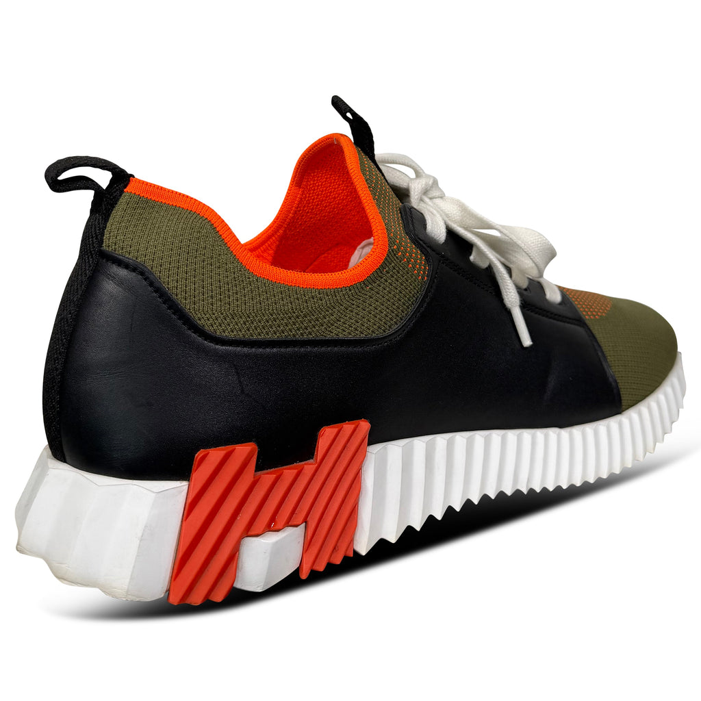 HERMES DEPART KHAKI / BLACK TRAINER - UK 11 | PRE OWNED - Affluent ArchivesUsed HIGH END DESIGNER CLOTHING