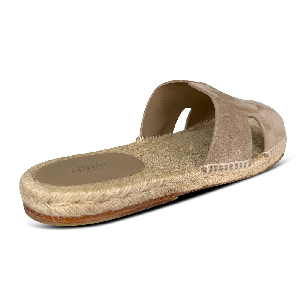HERMES ESPADRILLE BEIGE SUEDE SANDAL - UK 10 (Fits 9) - Affluent ArchivesUsed HIGH END DESIGNER CLOTHING