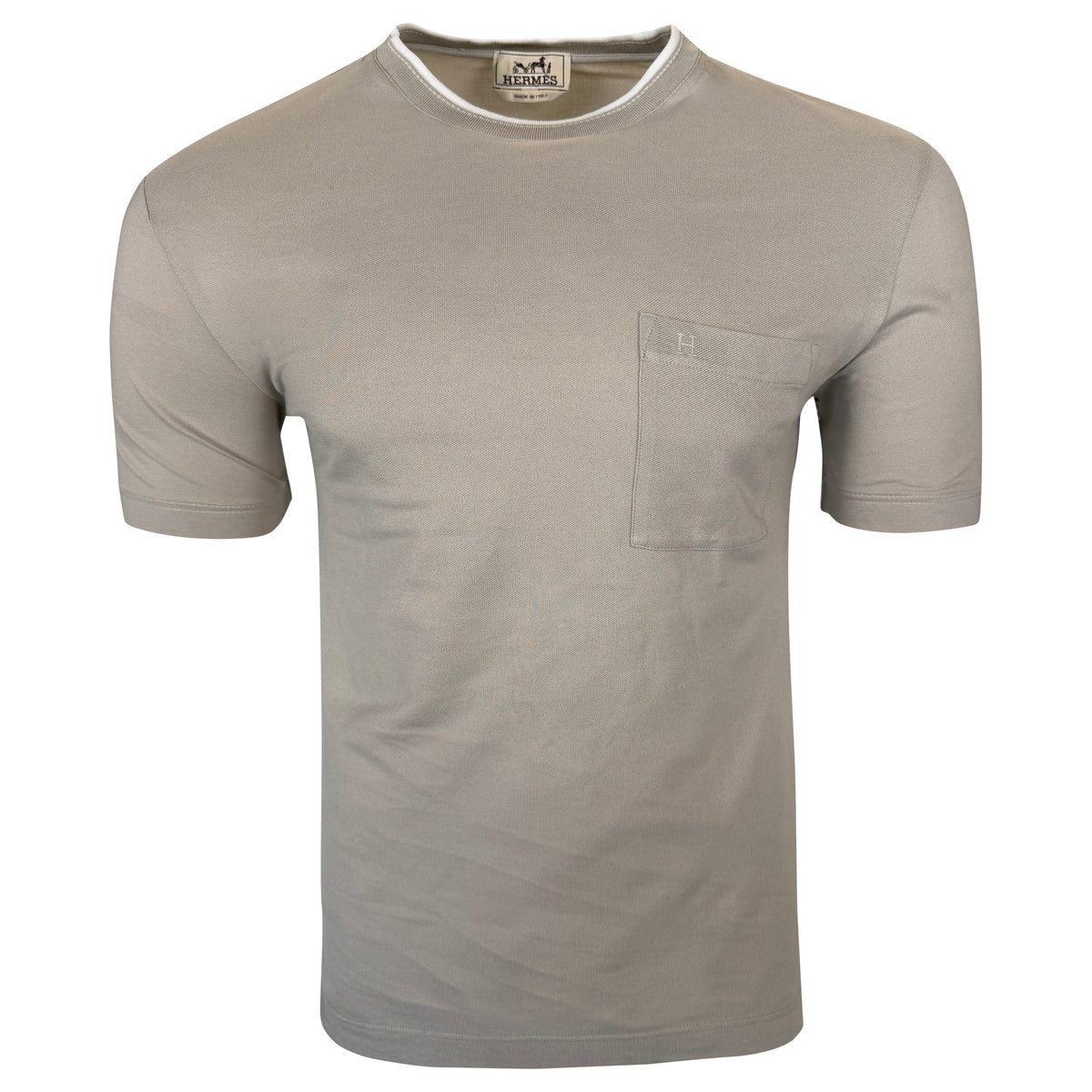 HERMES GREY POCKET H T SHIRT - MEDIUM | PRE OWNED - Affluent ArchivesUsed HIGH END DESIGNER CLOTHING