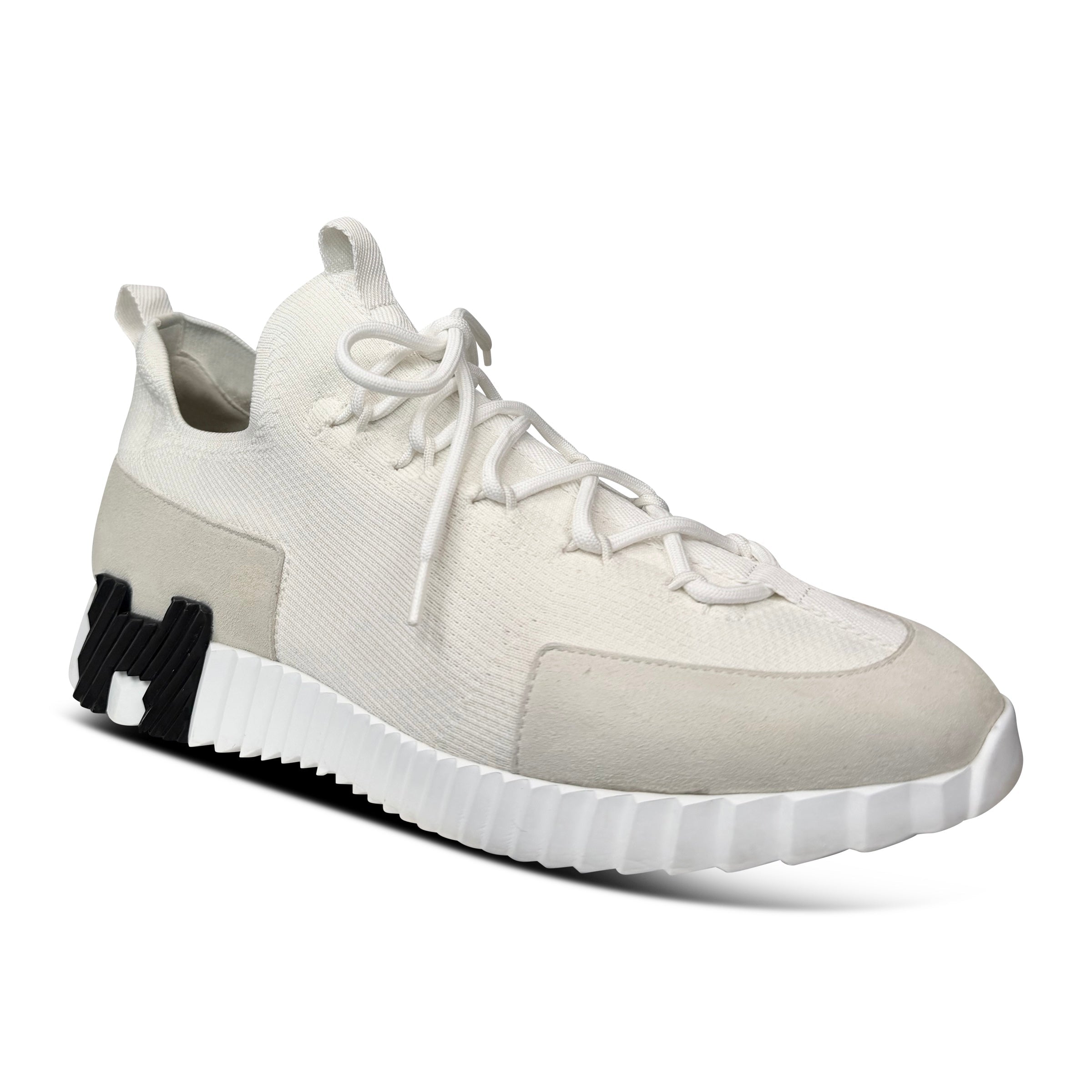 HERMES LIFT SNEAKER WHITE / BEIGE - UK 8 (42) - Affluent ArchivesUsed HIGH END DESIGNER CLOTHING