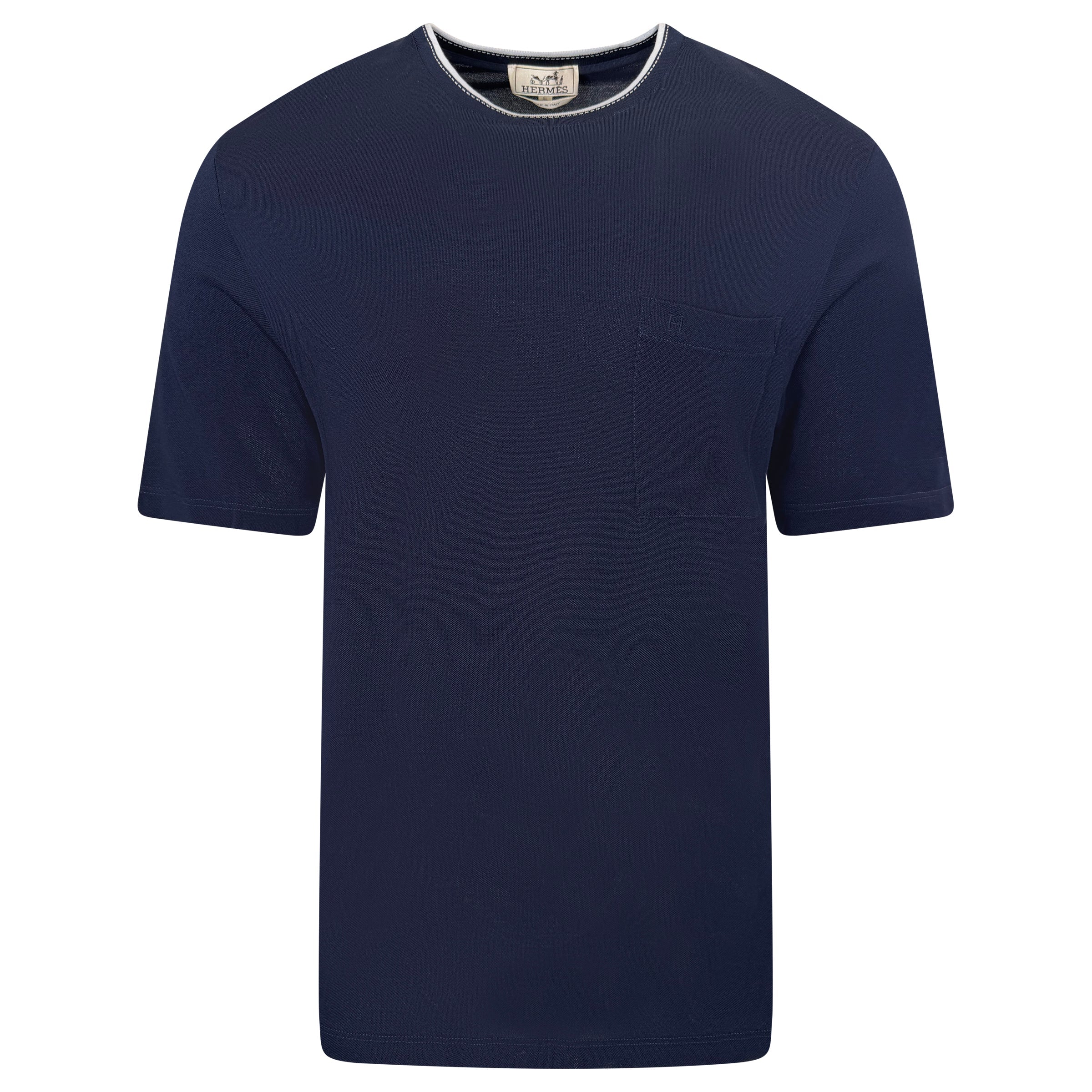 HERMES NAVY H POCKET T SHIRT - XL | PRE OWNED - Affluent ArchivesUsed HIGH END DESIGNER CLOTHING