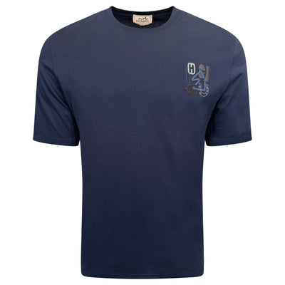 HERMES NAVY ' H PUZZLE ' T SHIRT - LARGE | PRE OWNED - Affluent ArchivesUsed HIGH END DESIGNER CLOTHING