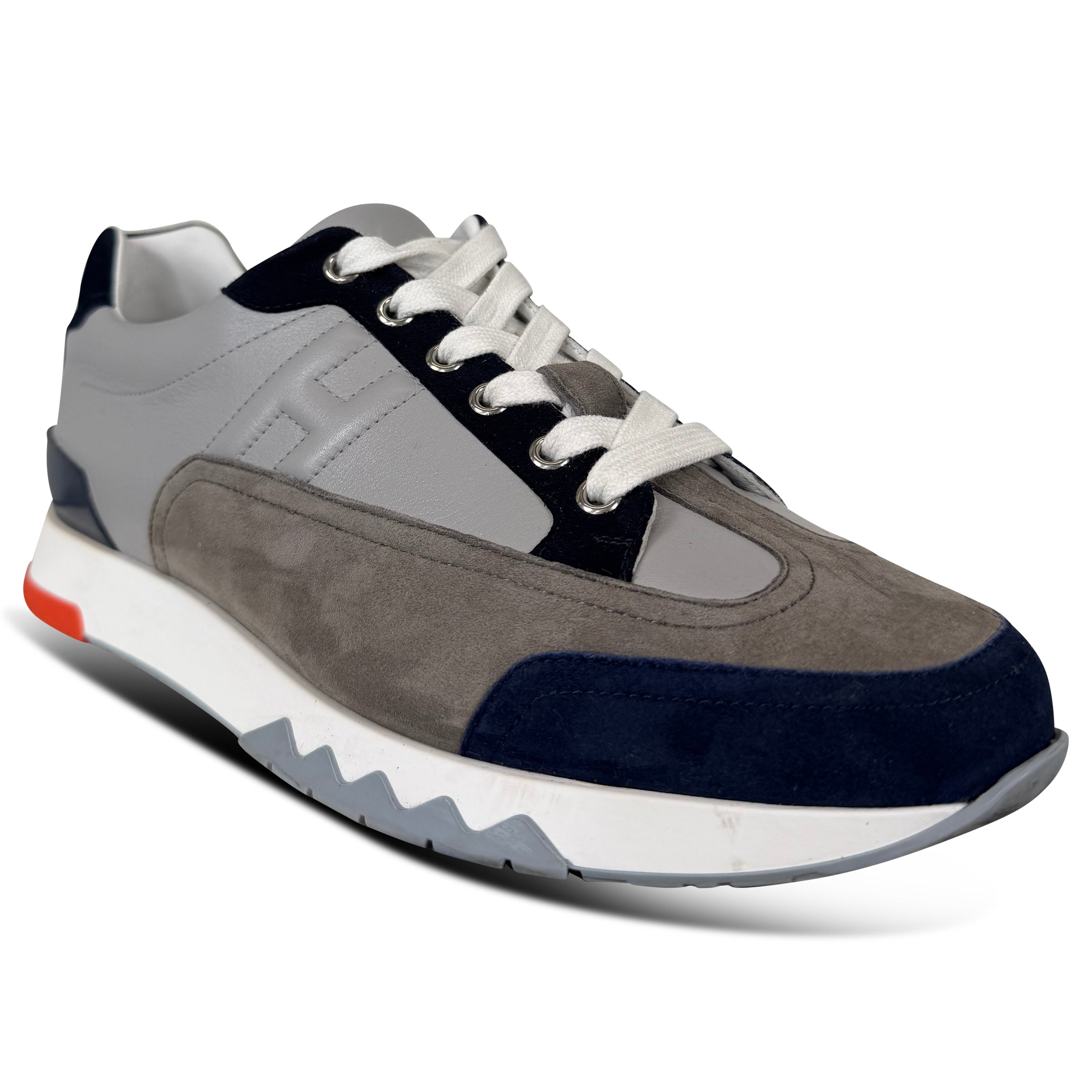 HERMES TRAIL SNEAKER NAVY / GREY - UK 7 (Fit 8)| PRE OWNED - Affluent ArchivesUsed HIGH END DESIGNER CLOTHING