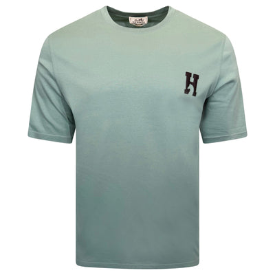 HERMES TURQOISE LOGO T SHIRT - LARGR | PRE OWNED - Affluent ArchivesUsed HIGH END DESIGNER CLOTHING