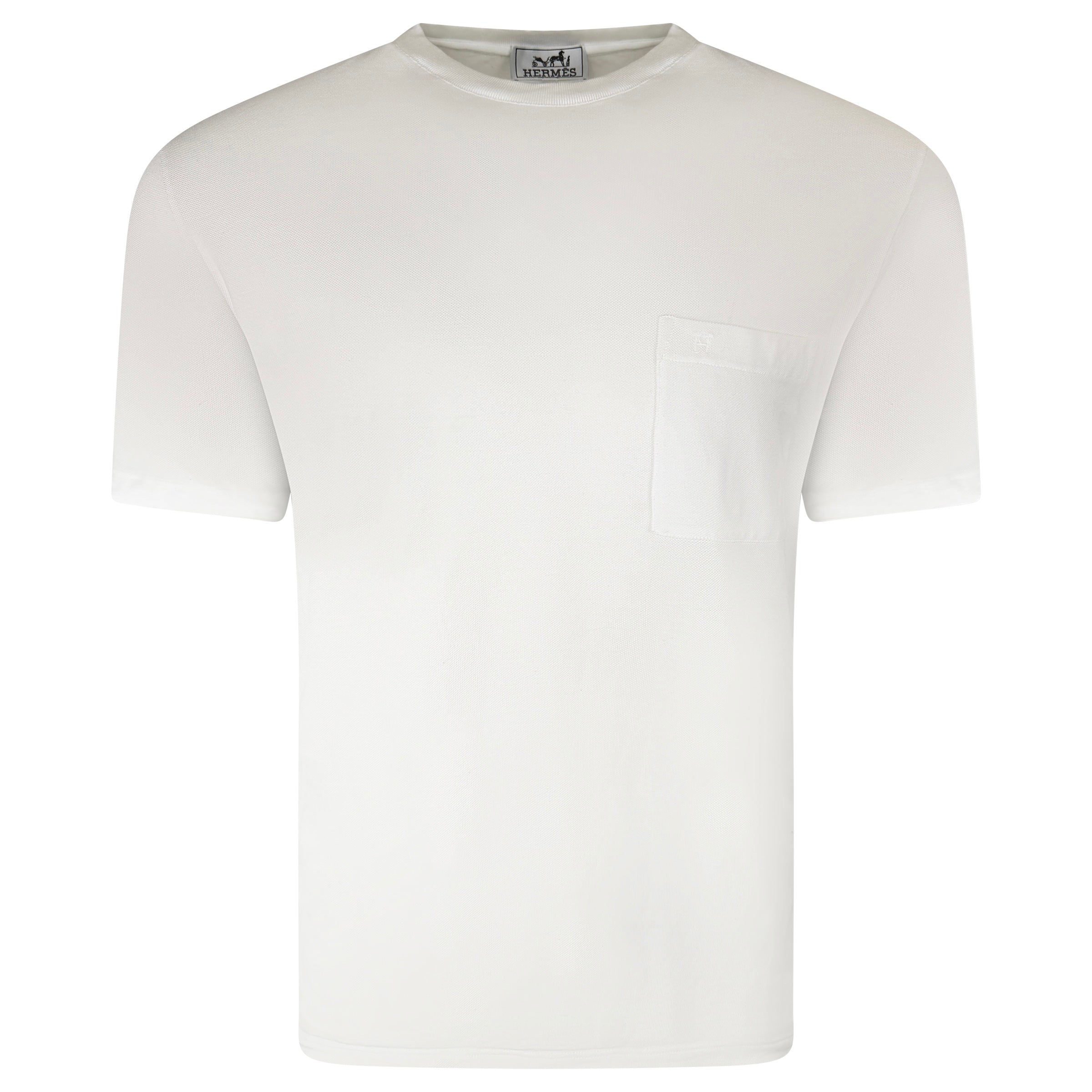 HERMES WHITE POCKET H T SHIRT - LARGE (Fits Medium) - Affluent ArchivesUsed HIGH END DESIGNER CLOTHING