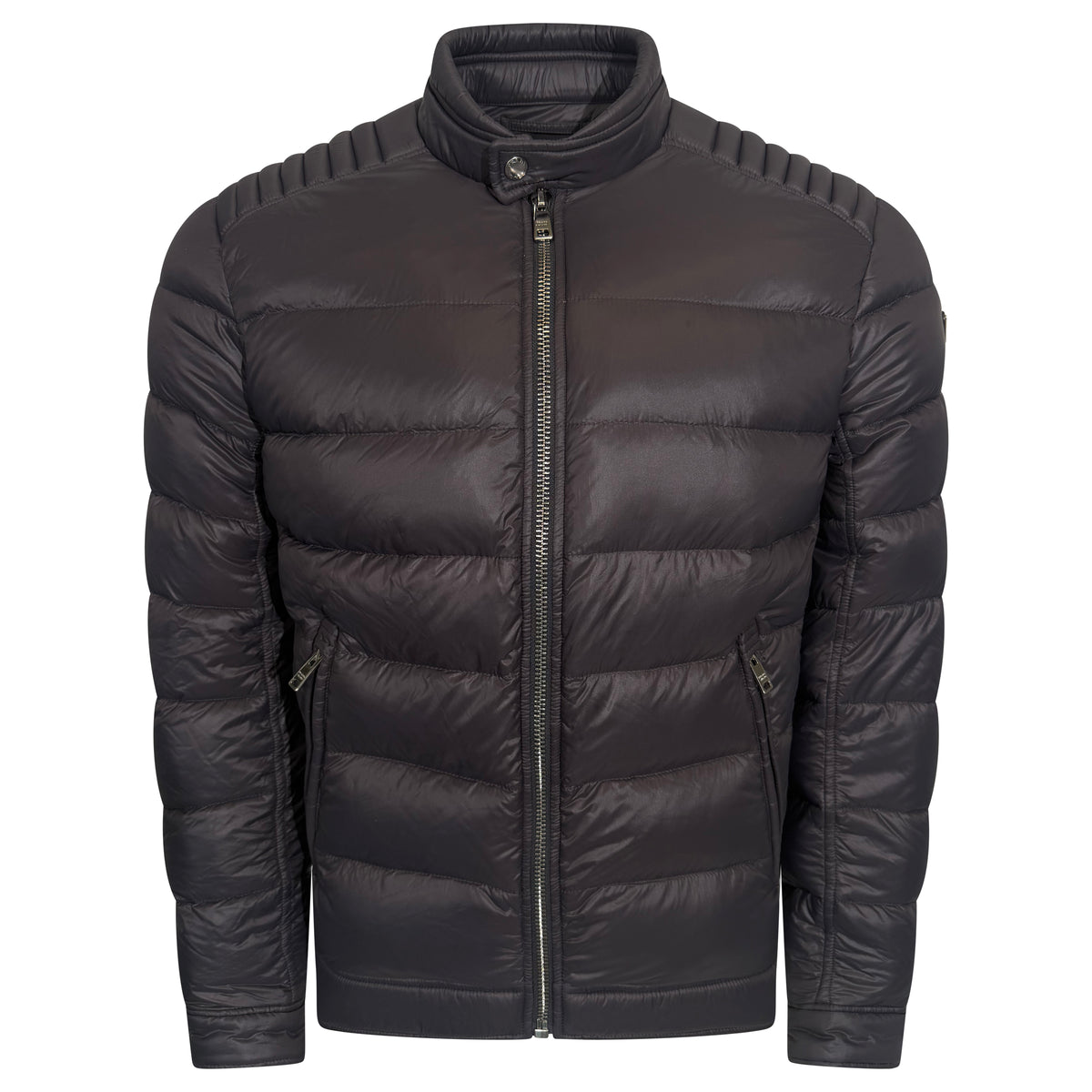 PRADA GREY QUILTED PUFFER COAT - L FITS (M) | PRE OWNED