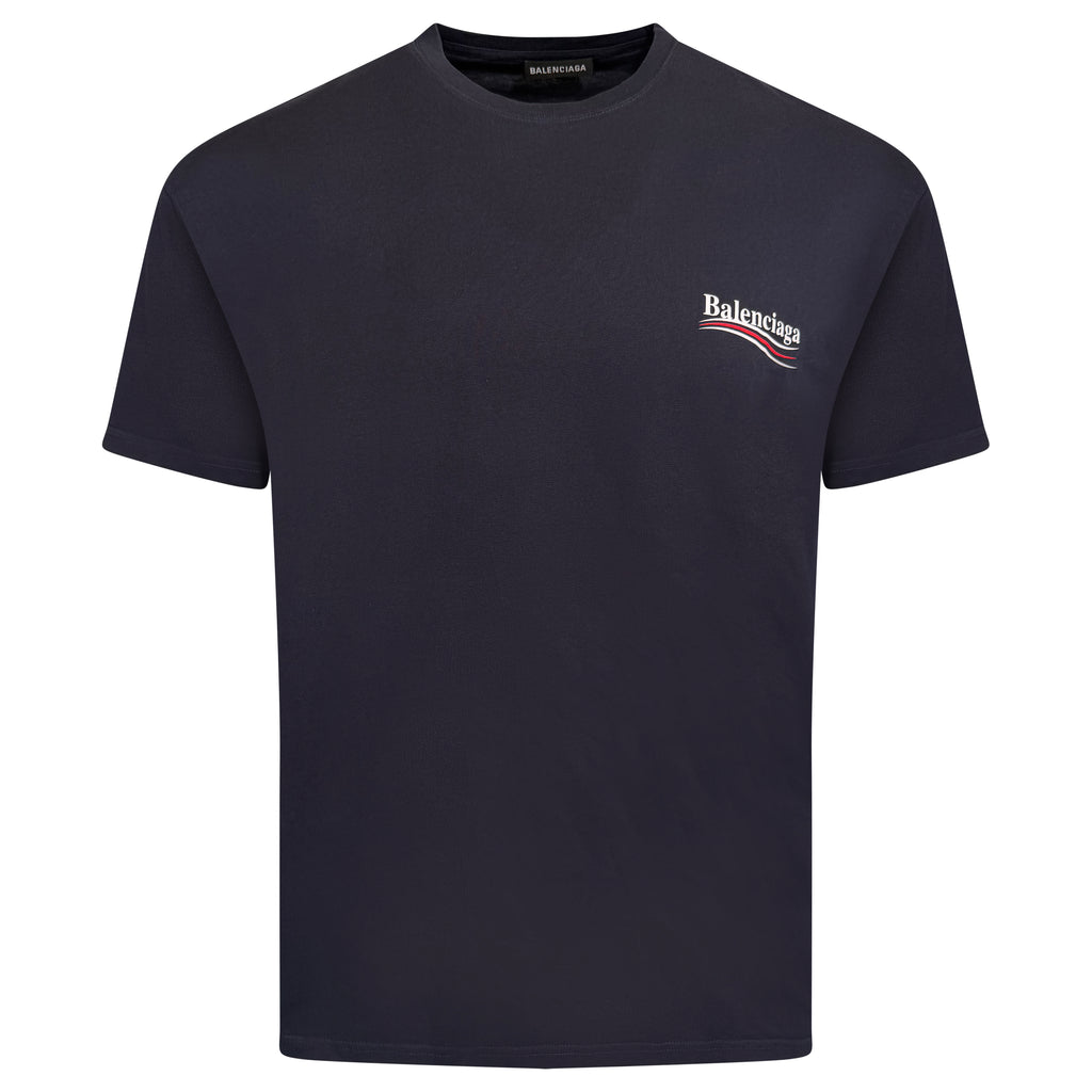 BALENCIAGA POLITCAL T SHIRT NAVYW - MEDIUM (Fits Large) | PRE OWNED