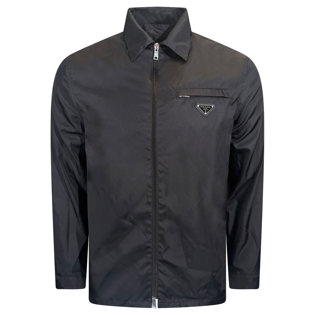 PRADA BLACK TRIANGLE BADGE JACKET - LARGE (Fits M/L) | PRE OWNED
