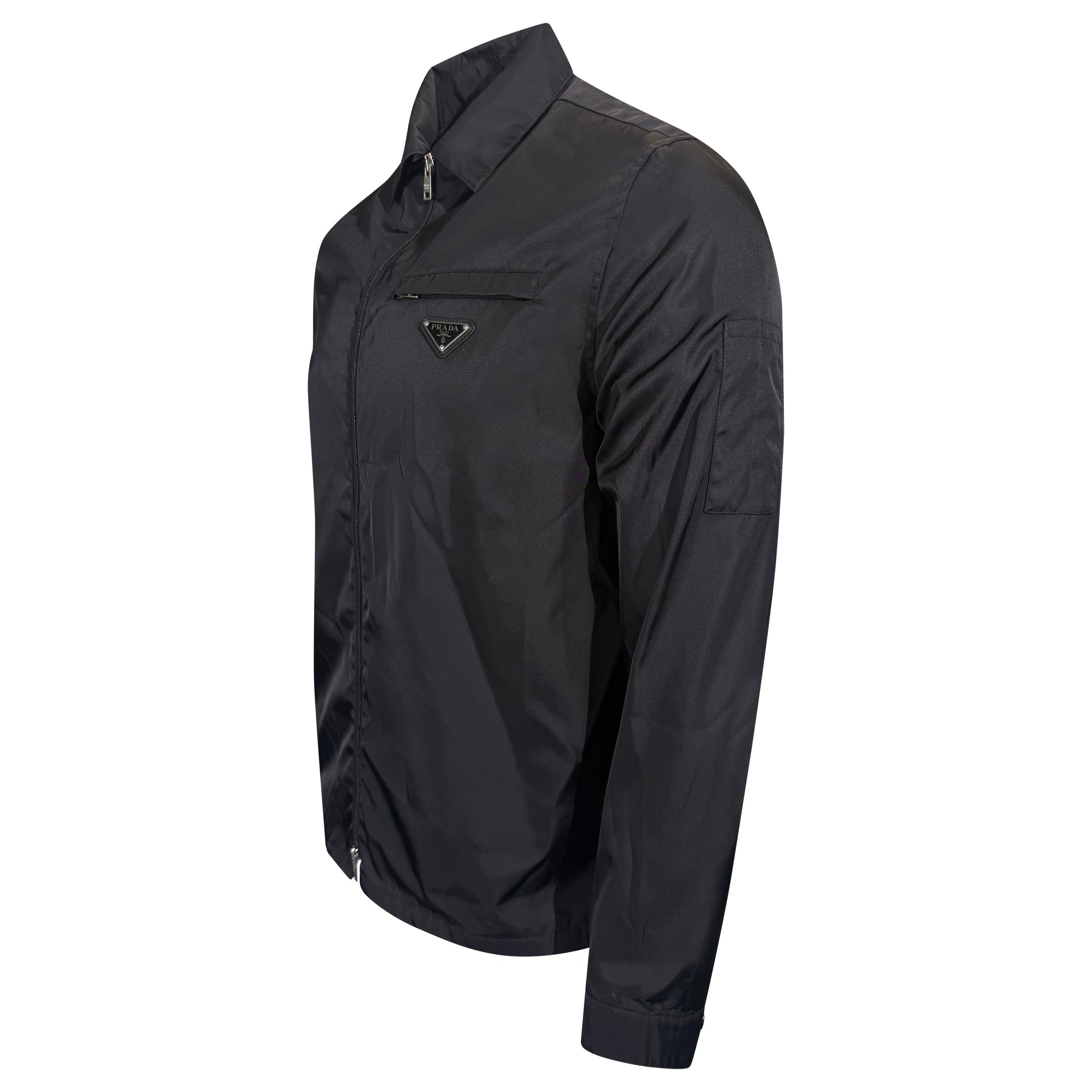 PRADA BLACK TRIANGLE BADGE JACKET - LARGE (Fits M/L) | PRE OWNED