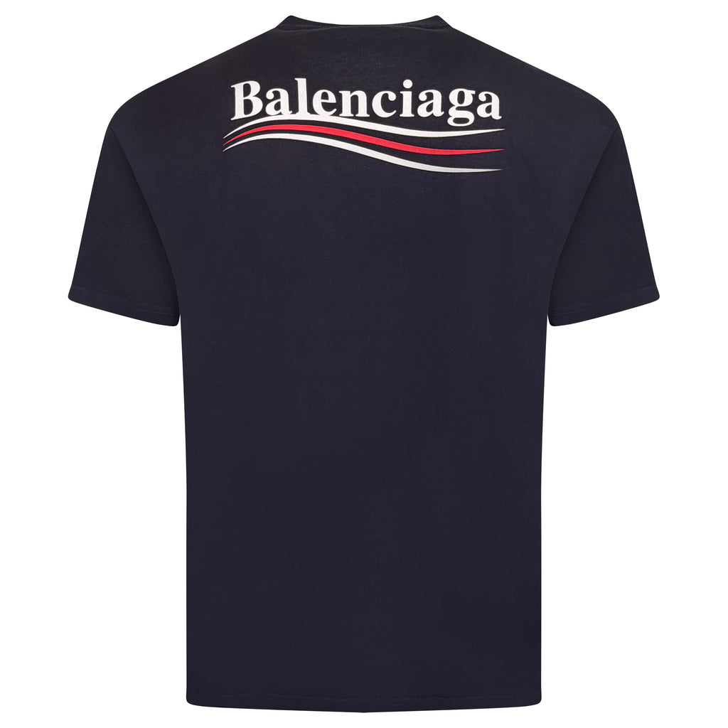 BALENCIAGA POLITCAL T SHIRT NAVYW - MEDIUM (Fits Large) | PRE OWNED