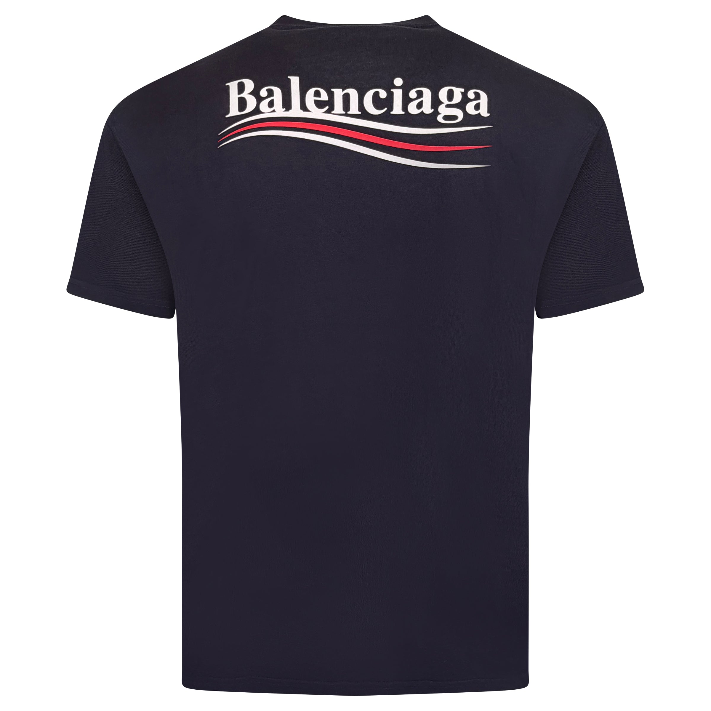 BALENCIAGA POLITCAL T SHIRT NAVYW - MEDIUM (Fits Large) | PRE OWNED
