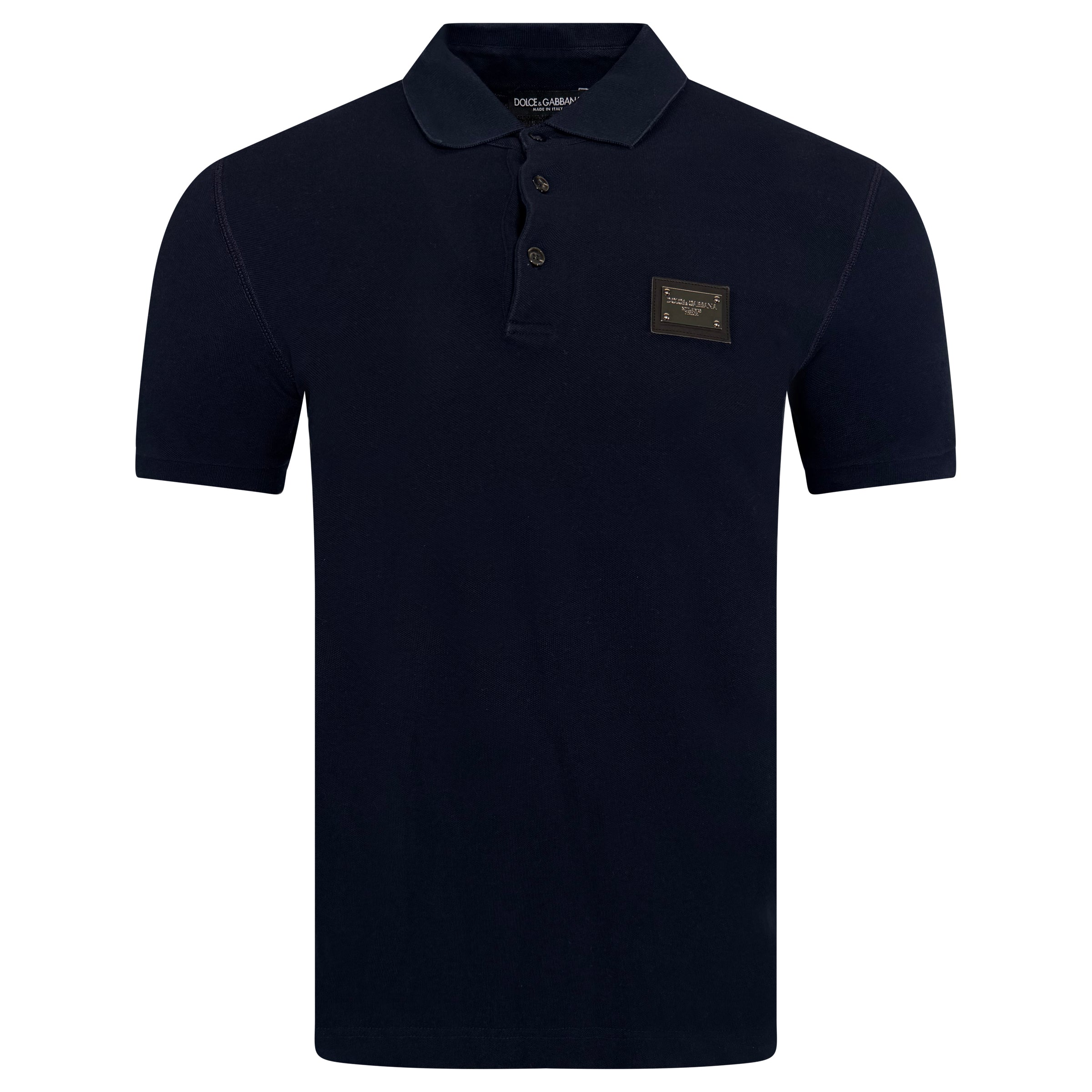DOLCE AND GABBANA NAVY PLAQUE POLO - Large (Fits Medium) | PRE OWNED