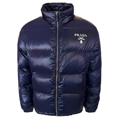 PRADA NAVY QUILTED PUFFER COAT - XL | PRE OWNED