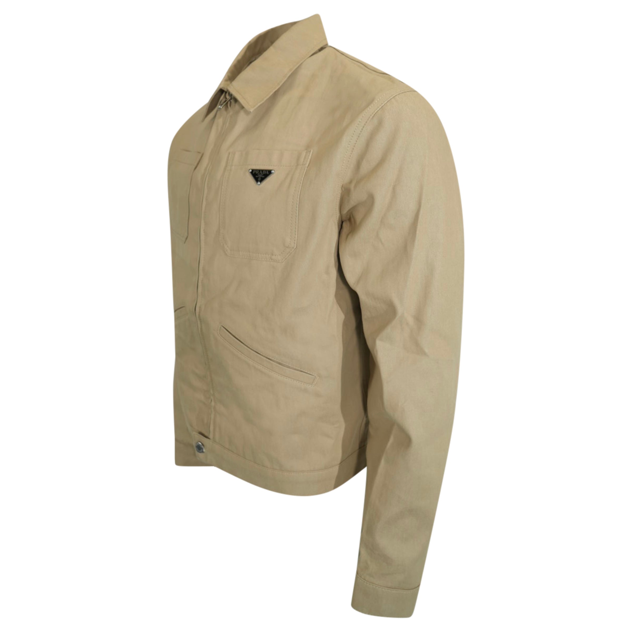 PRADA BEIGE PATCH DENIM JACKET - MEDIUM | PRE OWNED