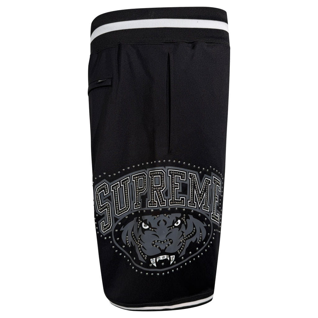 SUPREME BLACK STUDDED BASKETBALL SHORTS - LARGE | PRE OWNED