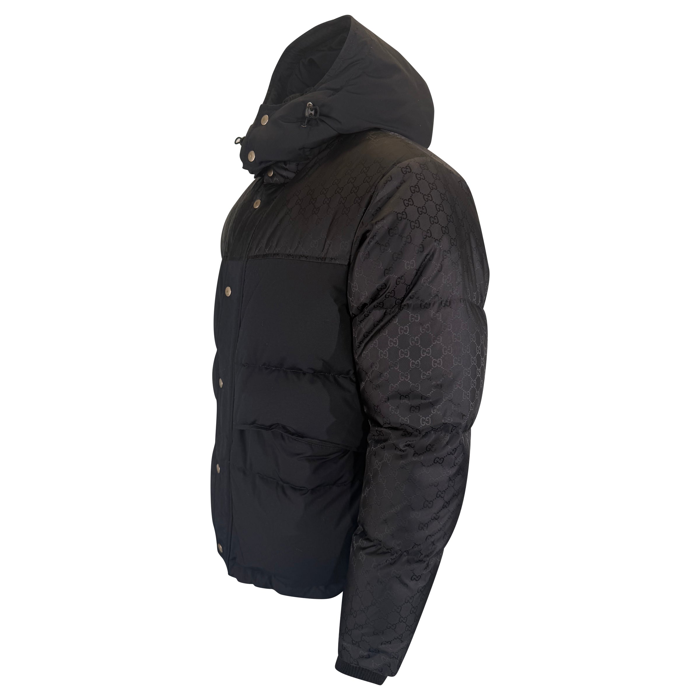 GUCCI BLACK GG PUFFER COAT - MEDIUM (48) | PRE OWNED