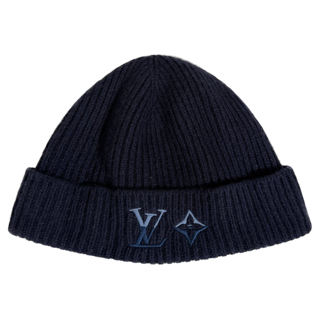 LOUIS VUITTON NAVY DUAL CASHMERE BEANIE - PRE OWNED
