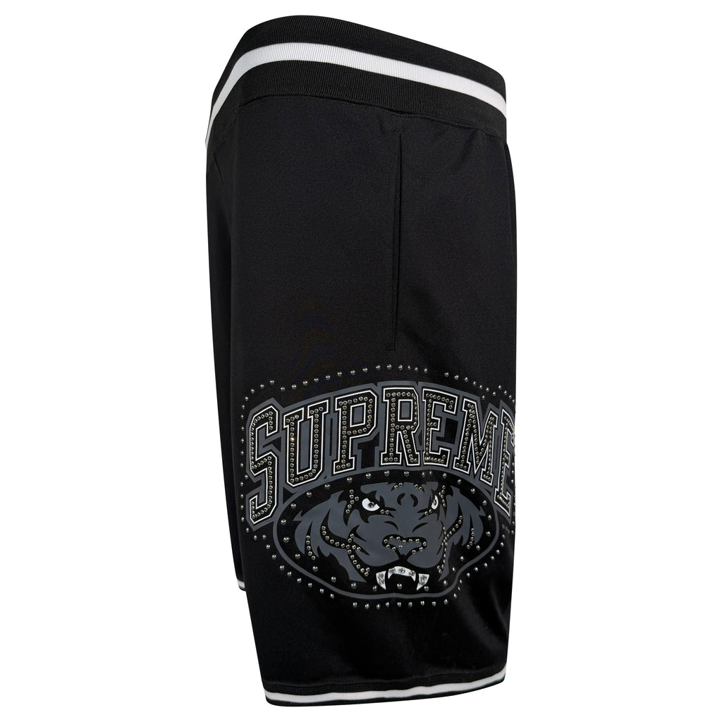 SUPREME BLACK STUDDED BASKETBALL SHORTS - LARGE | PRE OWNED