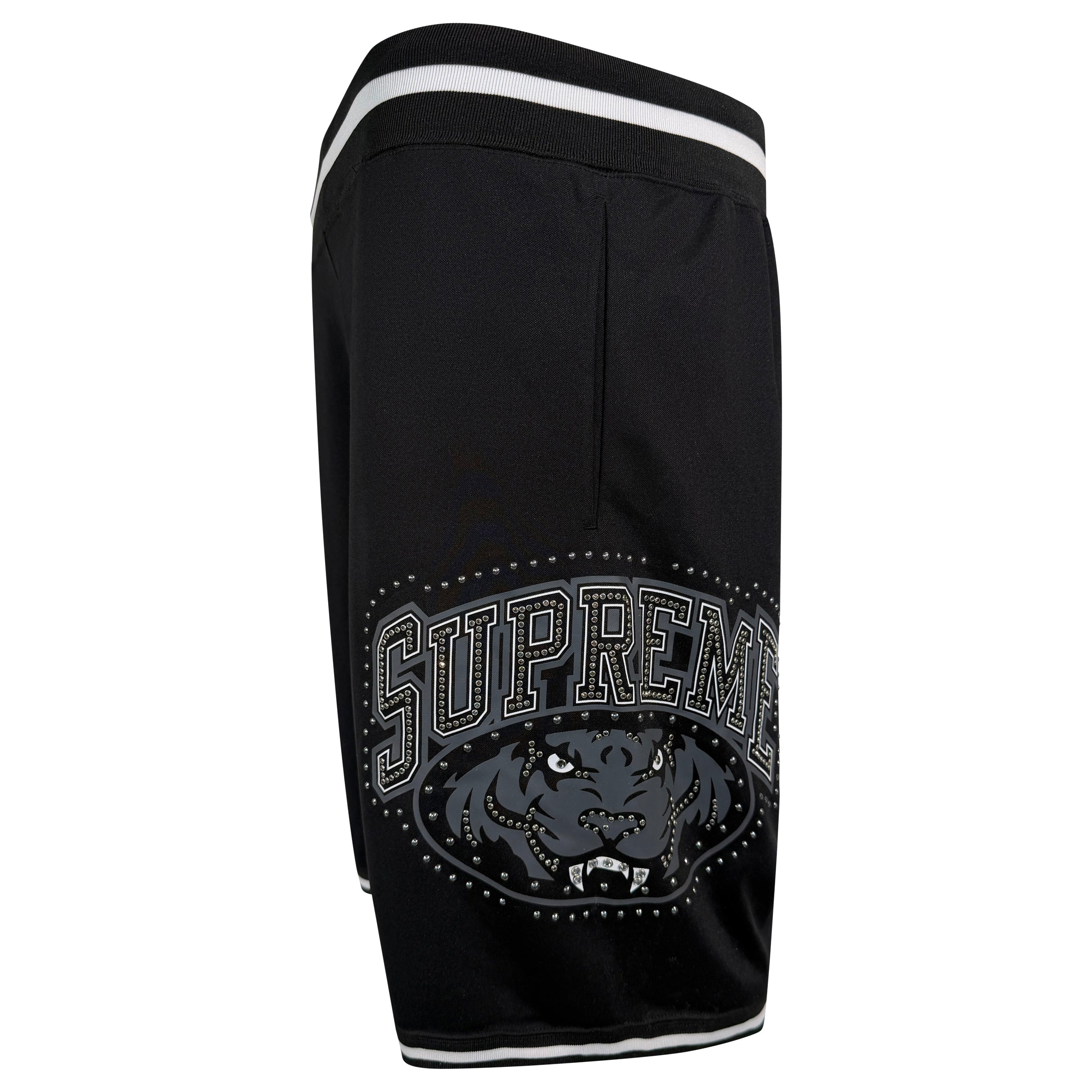 SUPREME BLACK STUDDED BASKETBALL SHORTS - LARGE | PRE OWNED