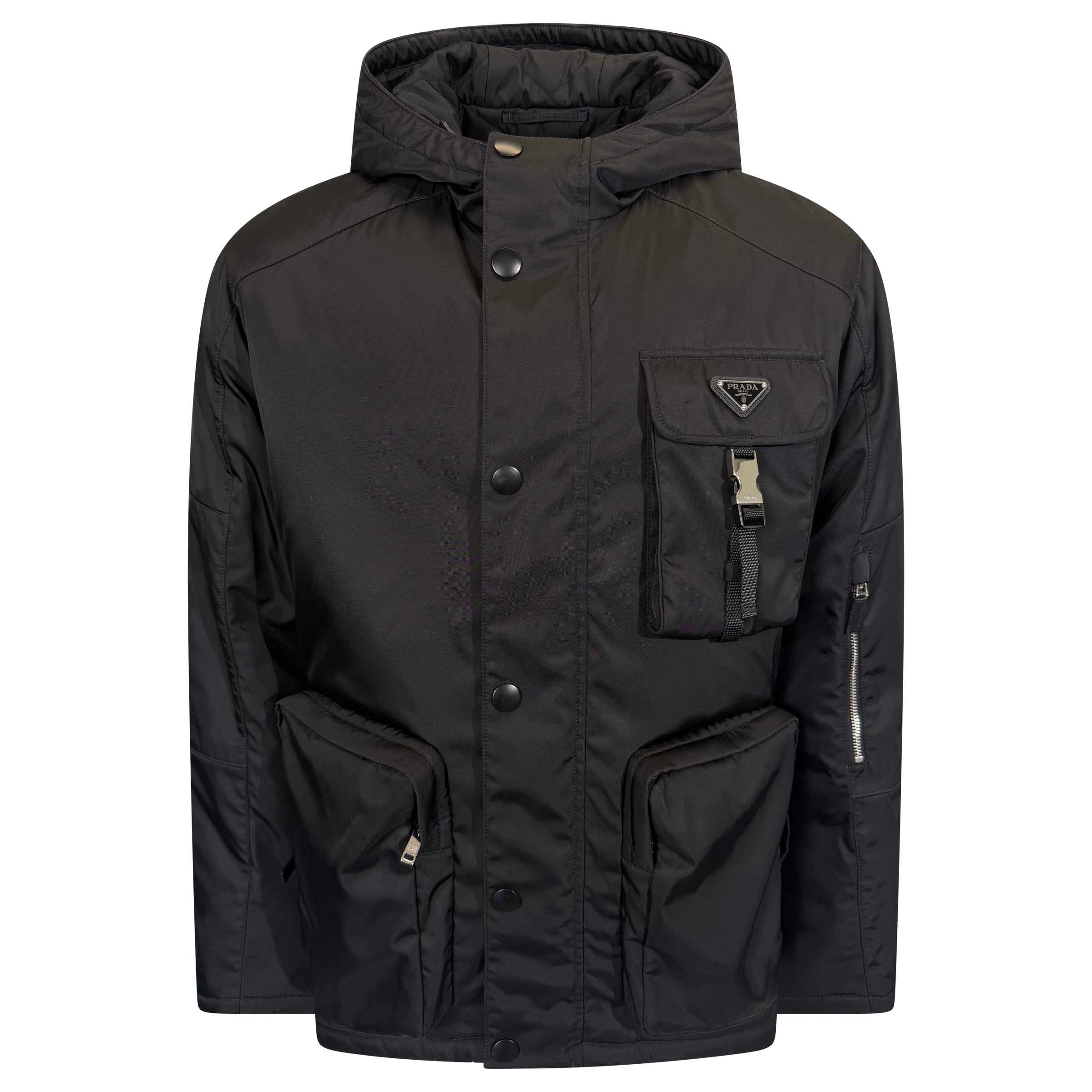 PRADA RENYLON MULTI POCKET PLAQUE LOGO JACKET - XXL | PRE OWNED