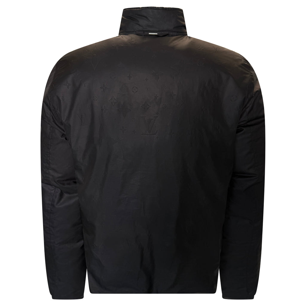 LOUIS VUITTON BLACK REVERSIBLE MONOGRAM DOWN JACKET - XL (Fits L) | PRE OWNED