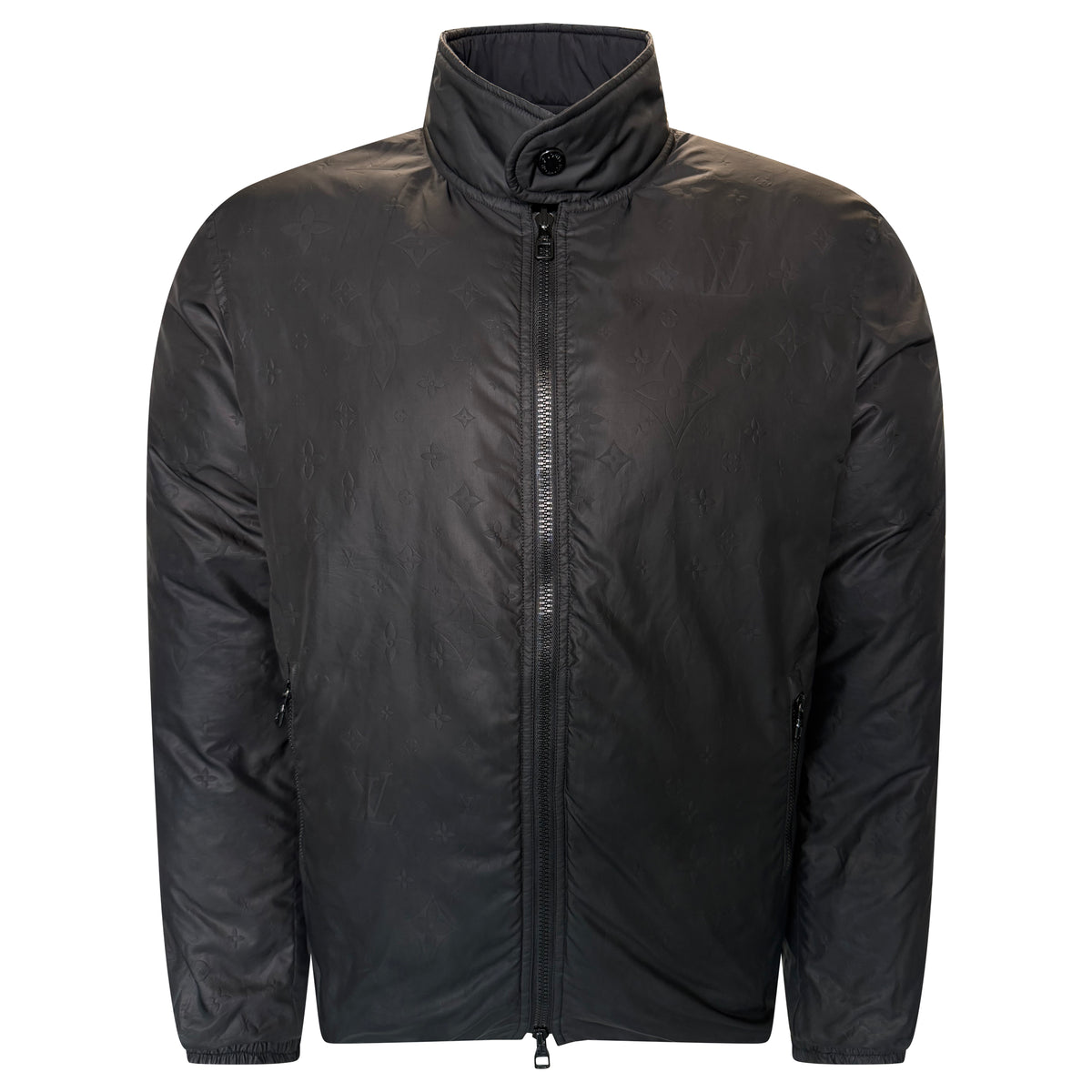 LOUIS VUITTON BLACK REVERSIBLE MONOGRAM DOWN JACKET - XL (Fits L) | PRE OWNED