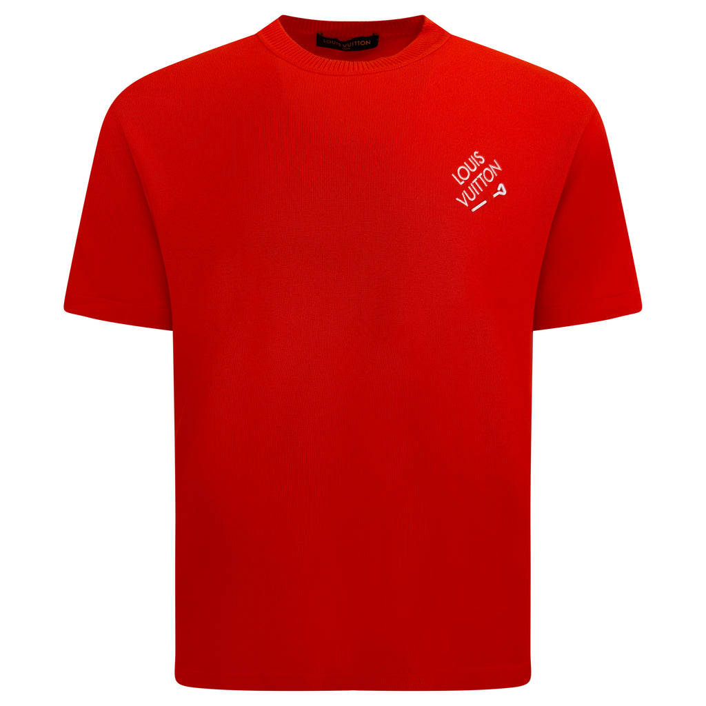 LOUIS VUITTON SIGNATURE RED T SHIRT - MEDIUM (Fits Large) | PRE OWNED