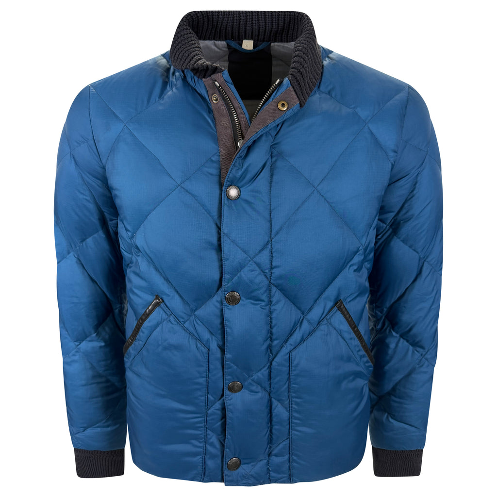 BURBERRY BLUE QUILTED DOWN JACKET - MEDIUM | PRE OWNED