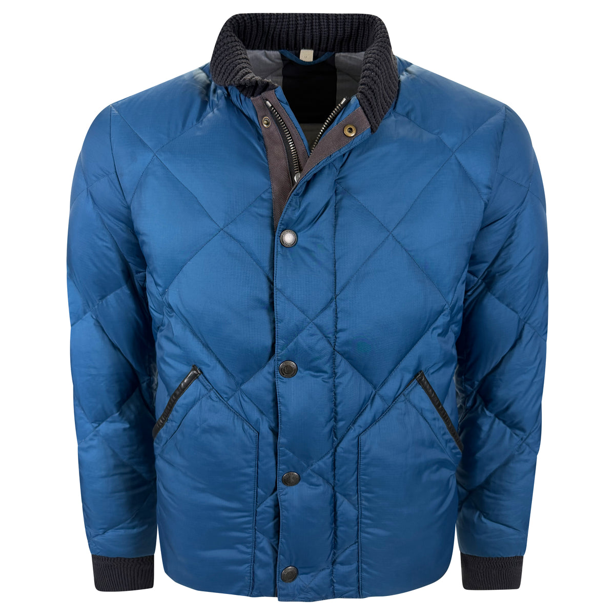 BURBERRY BLUE QUILTED DOWN JACKET - MEDIUM | PRE OWNED