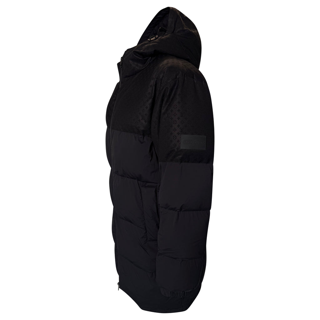 LOUIS VUITTON BLACK MONOGRAM ECODOWN PUFFER COAT - LARGE | PRE OWNED