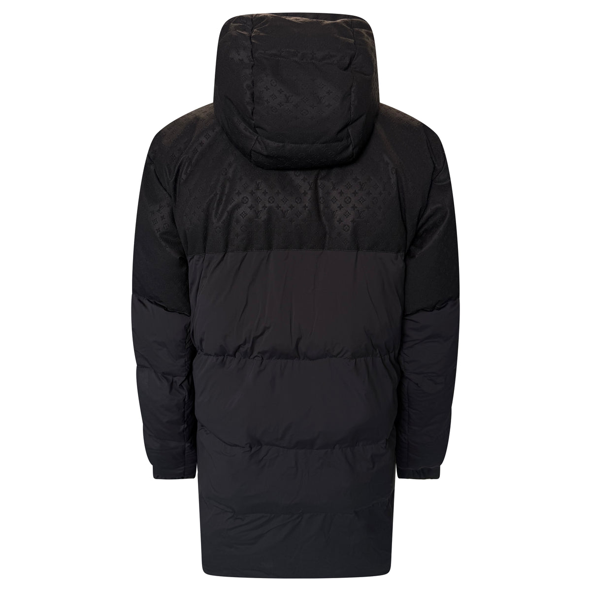LOUIS VUITTON BLACK MONOGRAM ECODOWN PUFFER COAT - LARGE | PRE OWNED