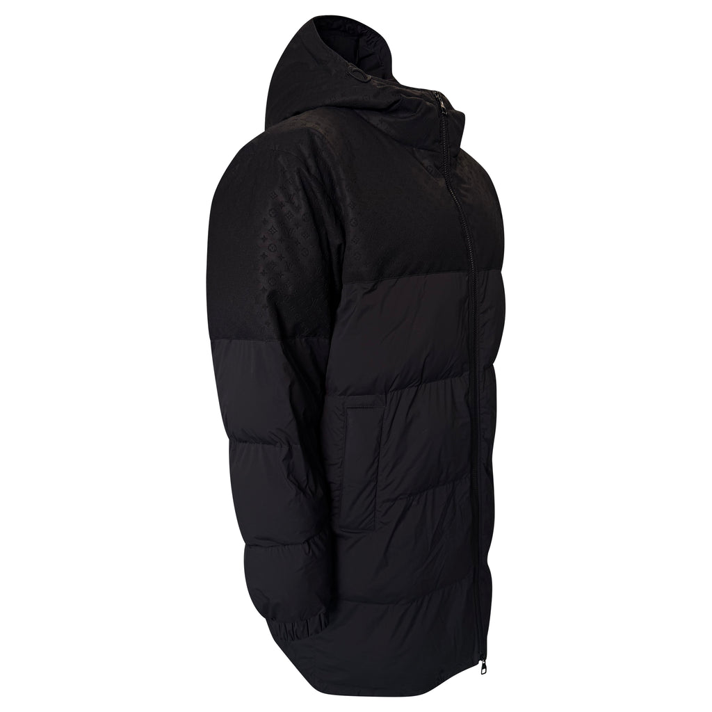 LOUIS VUITTON BLACK MONOGRAM ECODOWN PUFFER COAT - LARGE | PRE OWNED