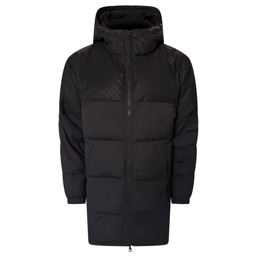 LOUIS VUITTON BLACK MONOGRAM ECODOWN PUFFER COAT - LARGE | PRE OWNED