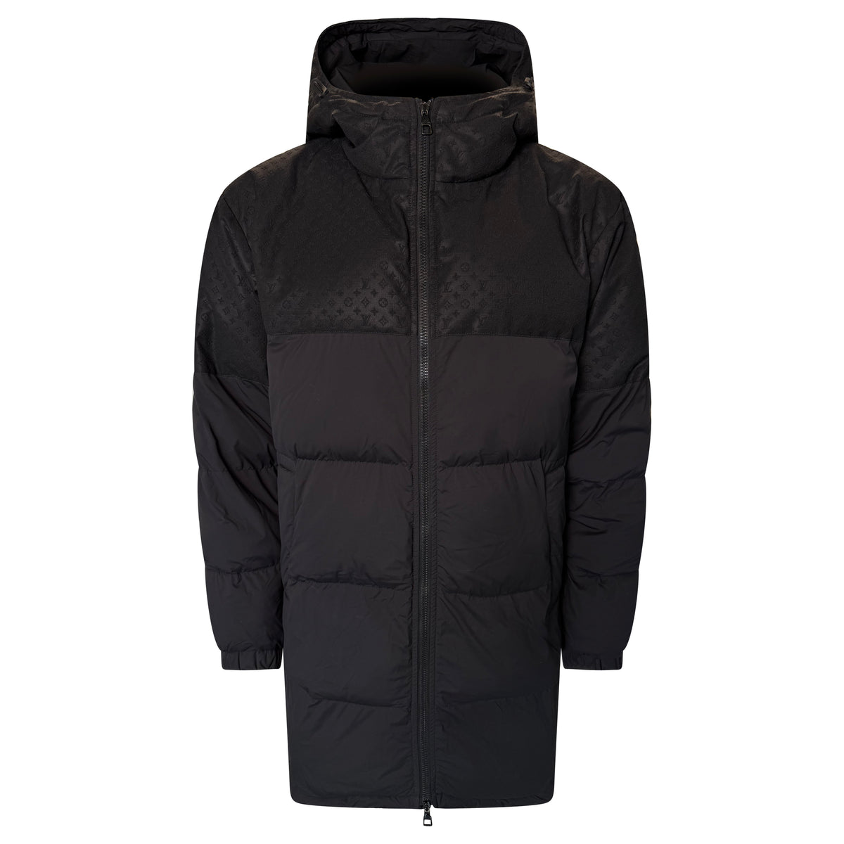 LOUIS VUITTON BLACK MONOGRAM ECODOWN PUFFER COAT - LARGE | PRE OWNED