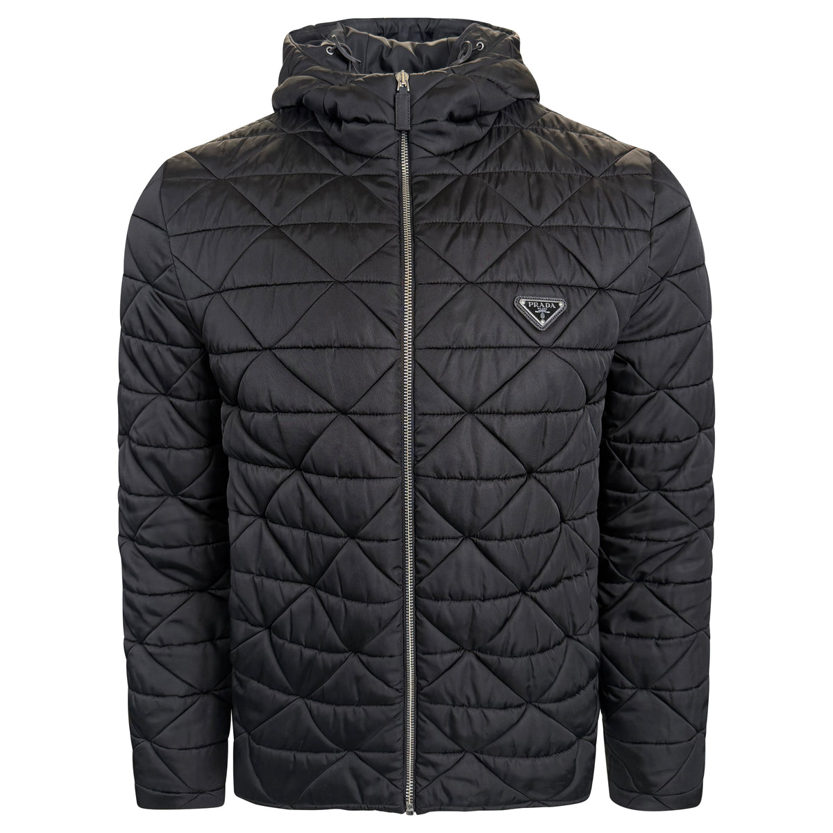 PRADA RE NYLON BLACK DOWN JACKET - MEDIUM (48) | PRE OWNED