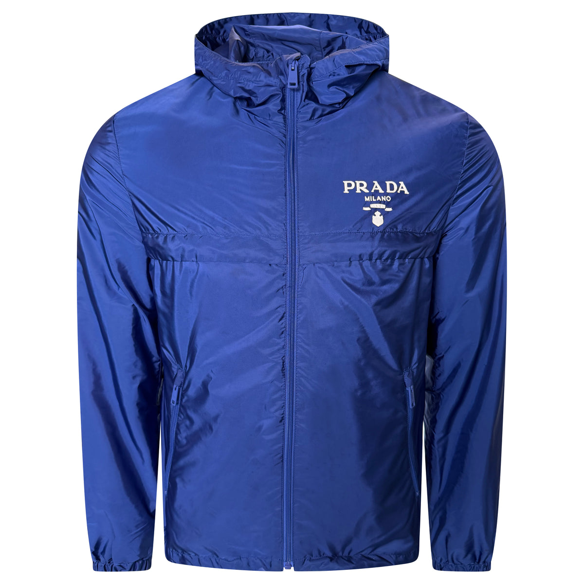 PRADA LOGO BLUE WINDBREAKER - MEDIUM (48) | PRE OWNED