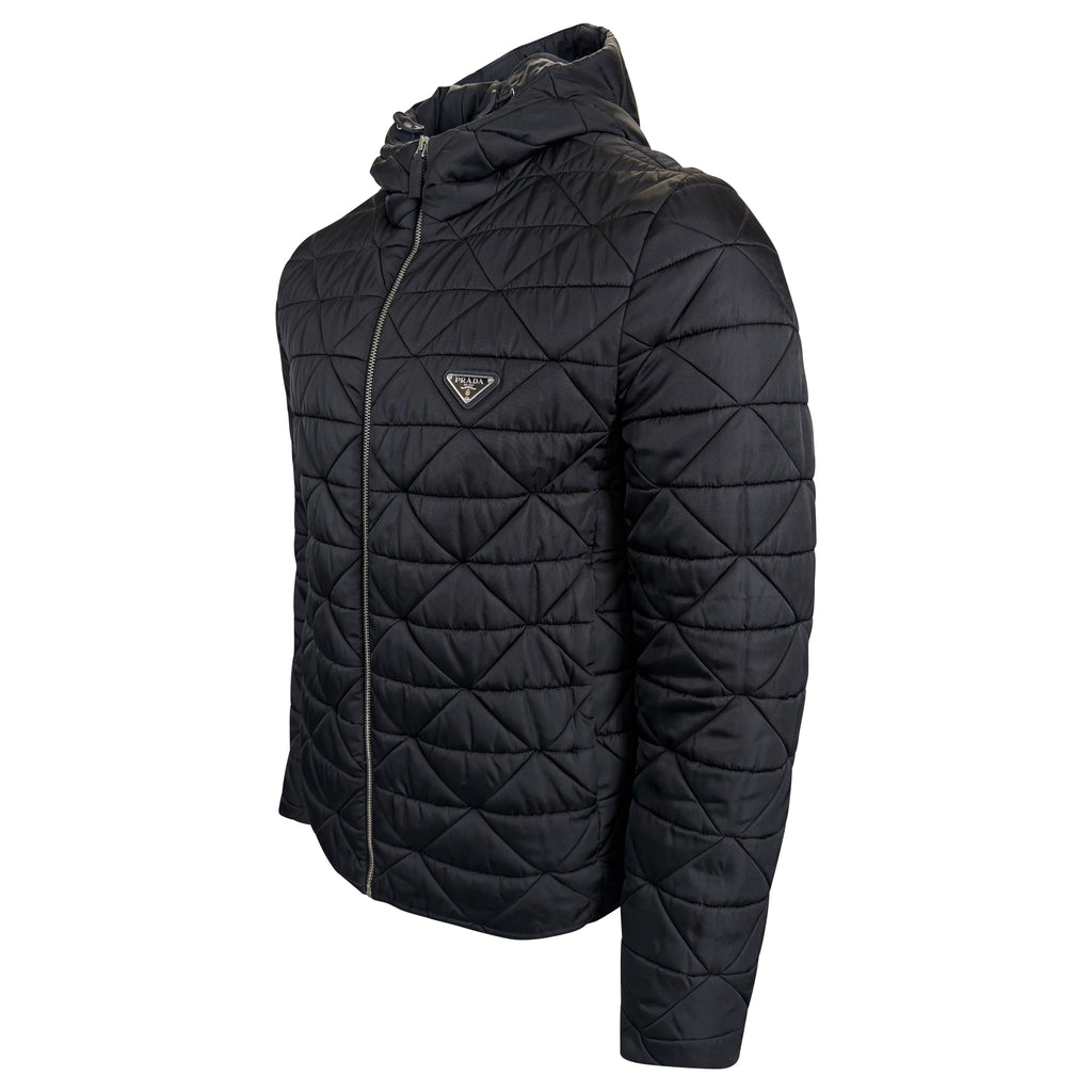 PRADA RE NYLON BLACK DOWN JACKET - MEDIUM (48) | PRE OWNED