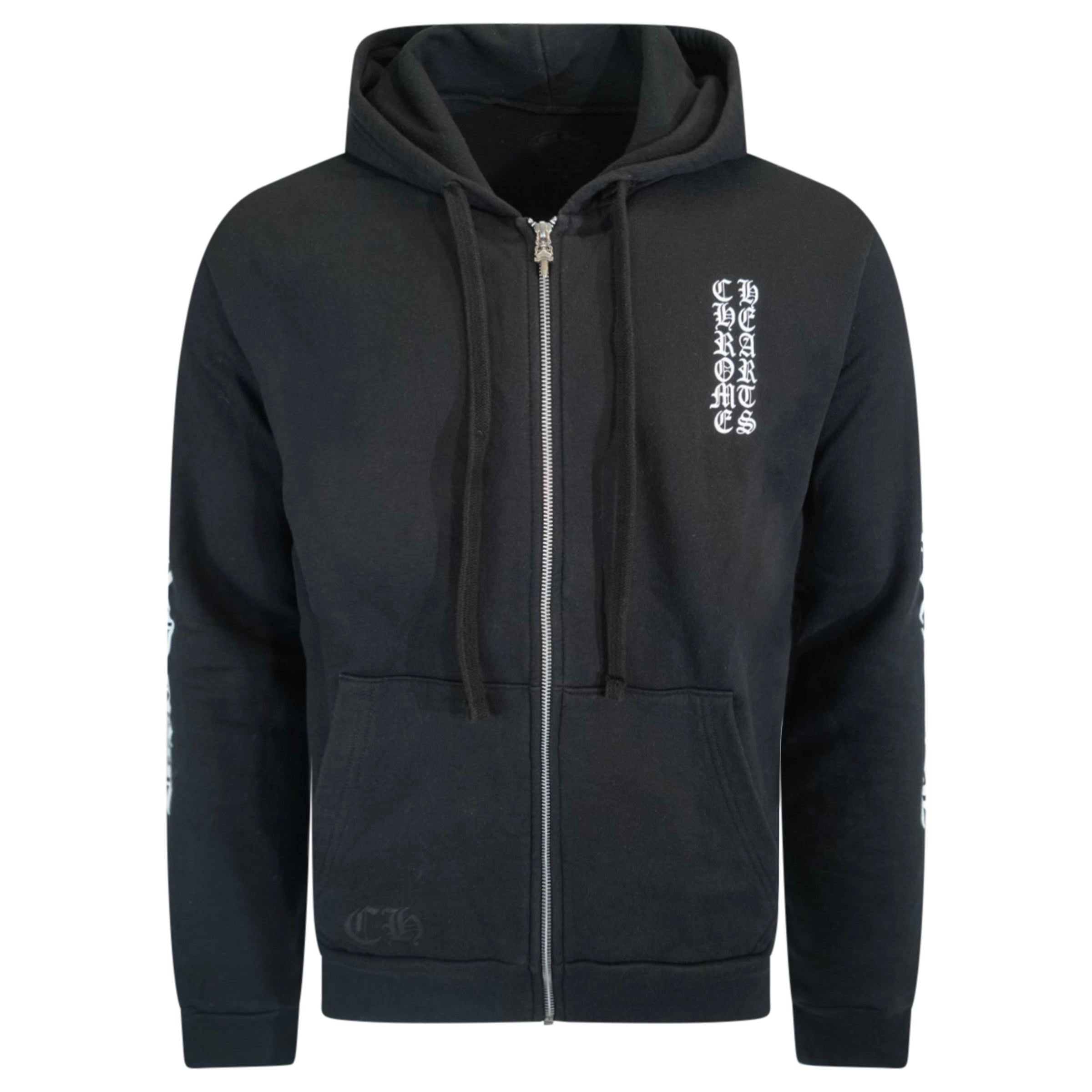 CHROME HEARTS VERTICAL LOGO HOODIE BLACK - SMALL (Fits Large) | PRE OWNED