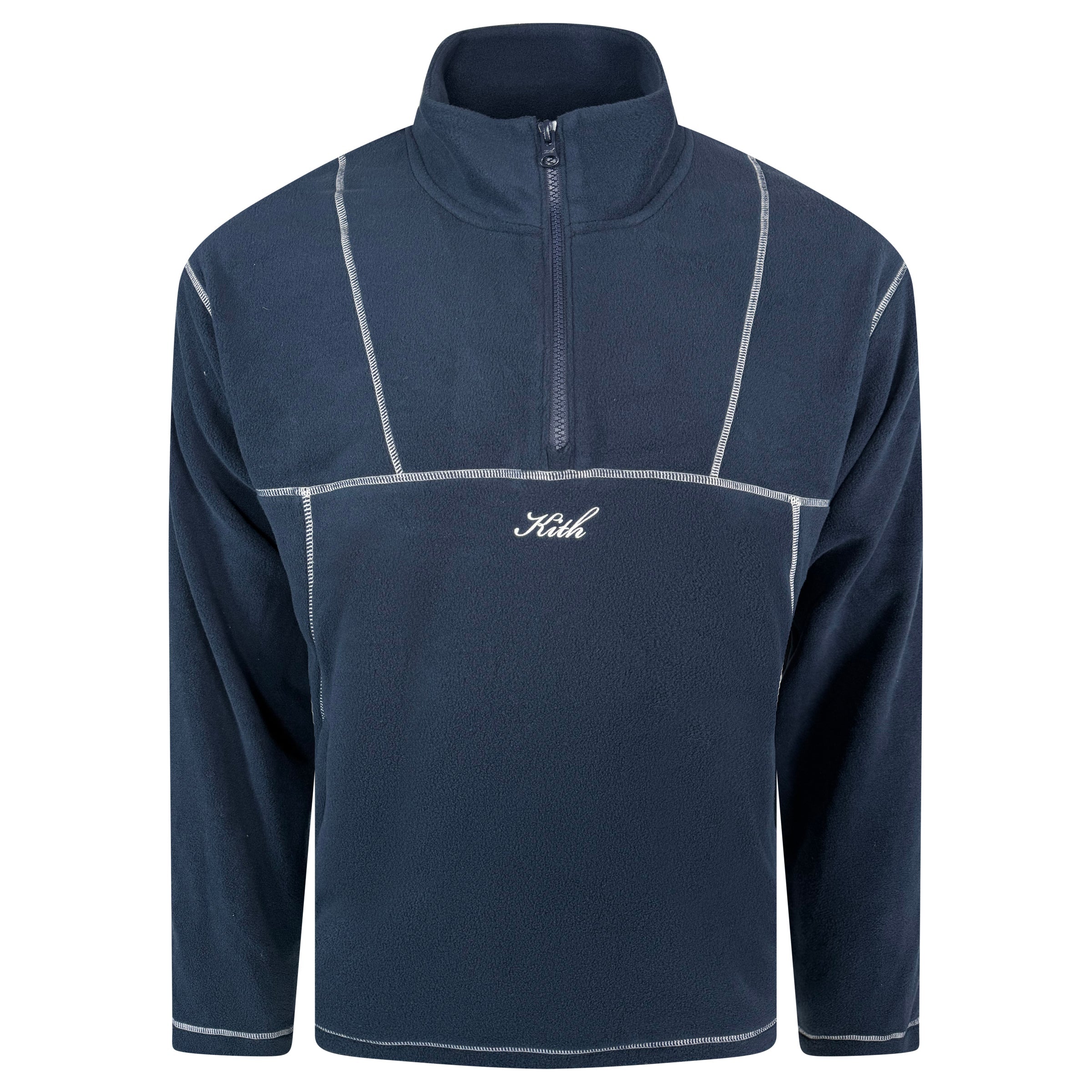 KITH NAVY FLEECE TRACK JACKET - LARGE - Affluent ArchivesUsed HIGH END DESIGNER CLOTHING