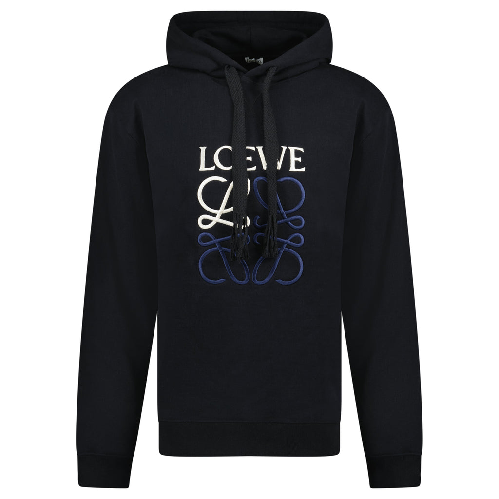 LOEWE BLACK EMBROIDED HOODIE - L (Fits M) - Affluent ArchivesUsed HIGH END DESIGNER CLOTHING