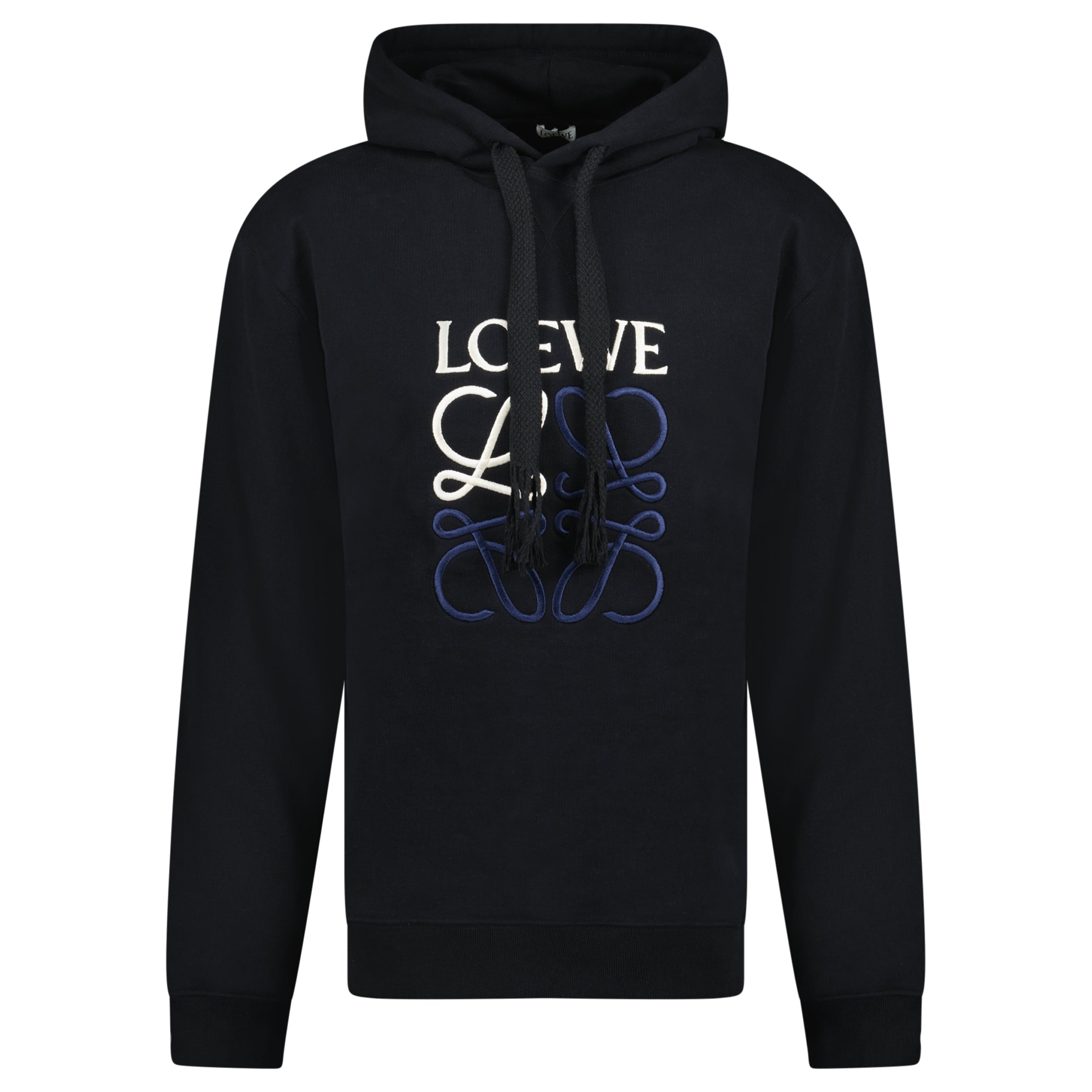 LOEWE BLACK EMBROIDED HOODIE - L (Fits M) - Affluent ArchivesUsed HIGH END DESIGNER CLOTHING