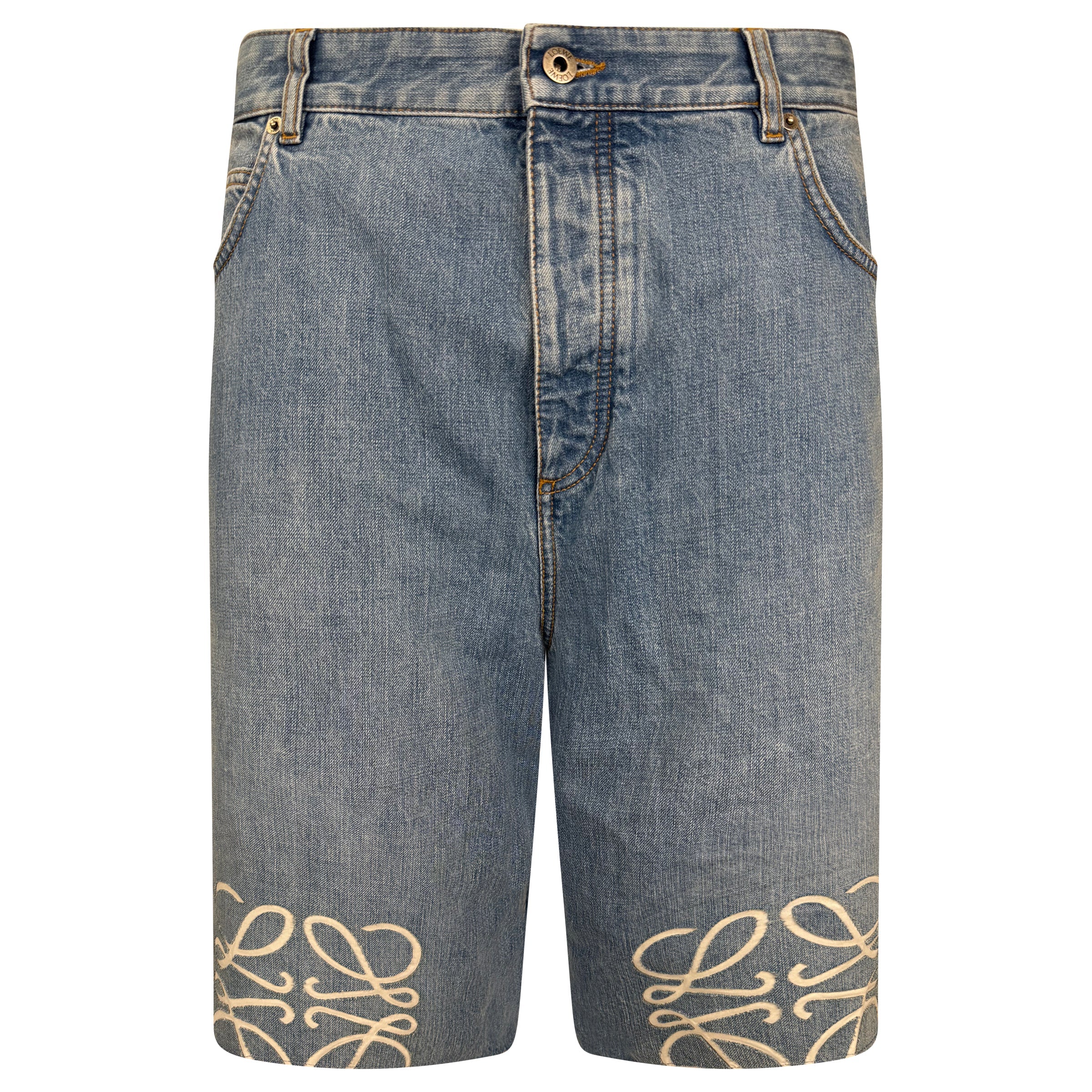 LOEWE DENIM LOGO SHORTS - 54 36 - 3W (NEW WITH TAGS) - Affluent ArchivesUsed HIGH END DESIGNER CLOTHING