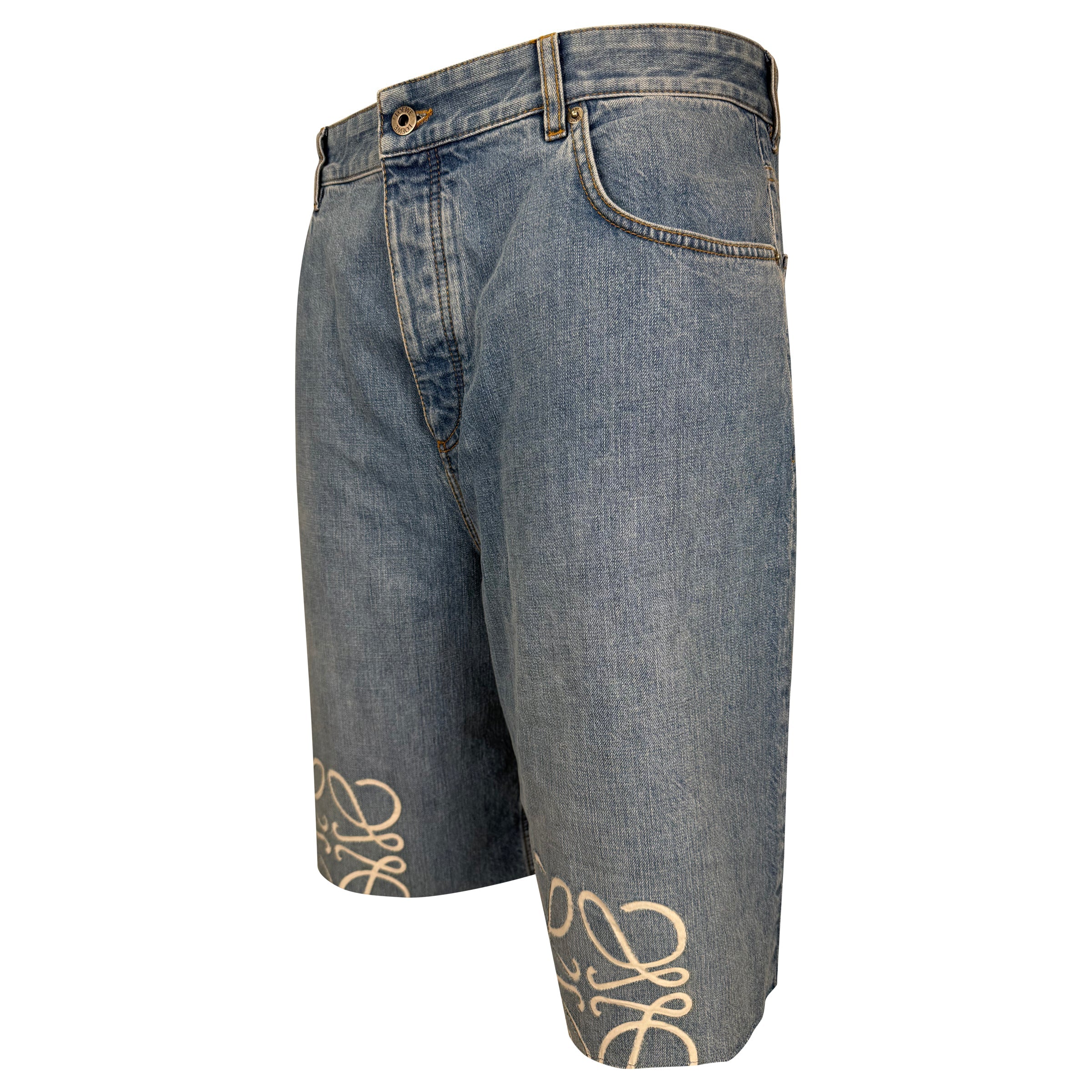 LOEWE DENIM LOGO SHORTS - 54 36 - 3W (NEW WITH TAGS) - Affluent ArchivesUsed HIGH END DESIGNER CLOTHING