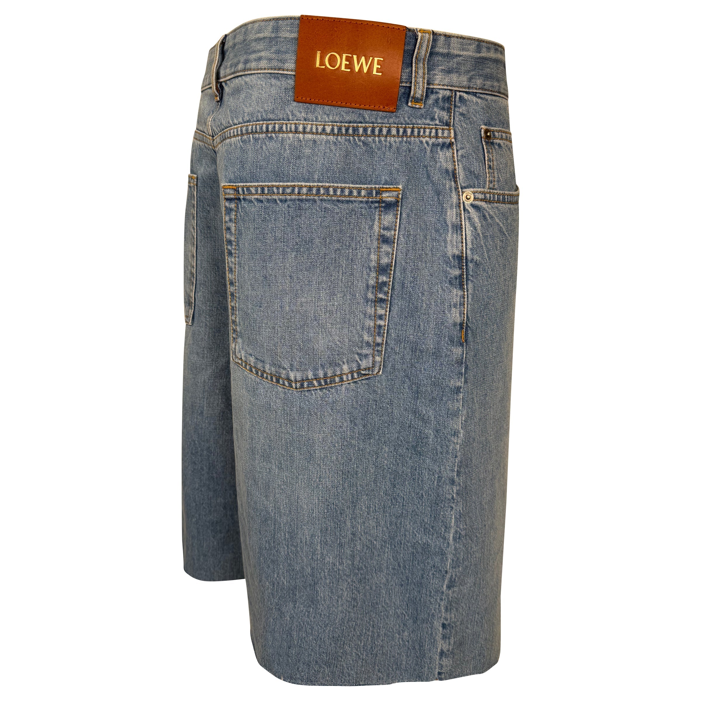 LOEWE DENIM LOGO SHORTS - 54 36 - 3W (NEW WITH TAGS) - Affluent ArchivesUsed HIGH END DESIGNER CLOTHING