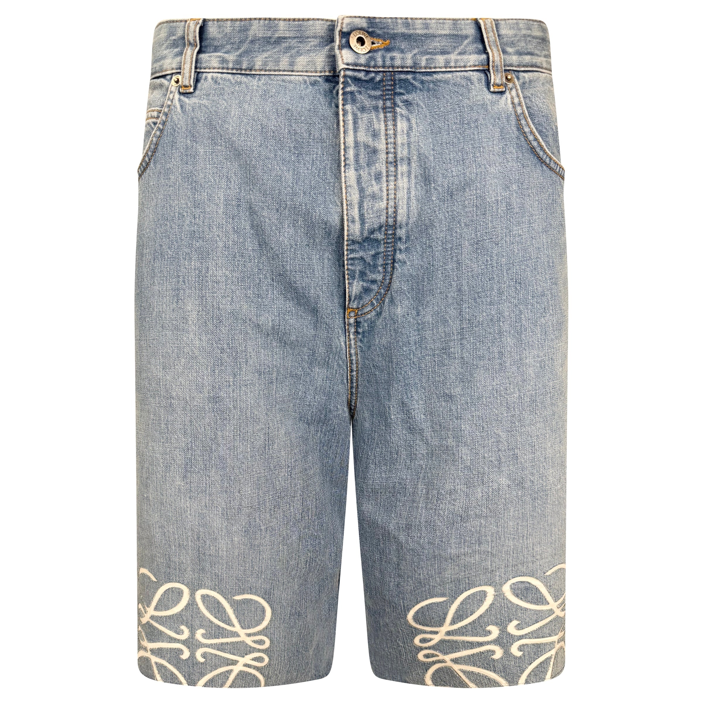 LOEWE DENIM LOGO SHORTS - 54 36 - 3W (NEW WITH TAGS) - Affluent ArchivesUsed HIGH END DESIGNER CLOTHING
