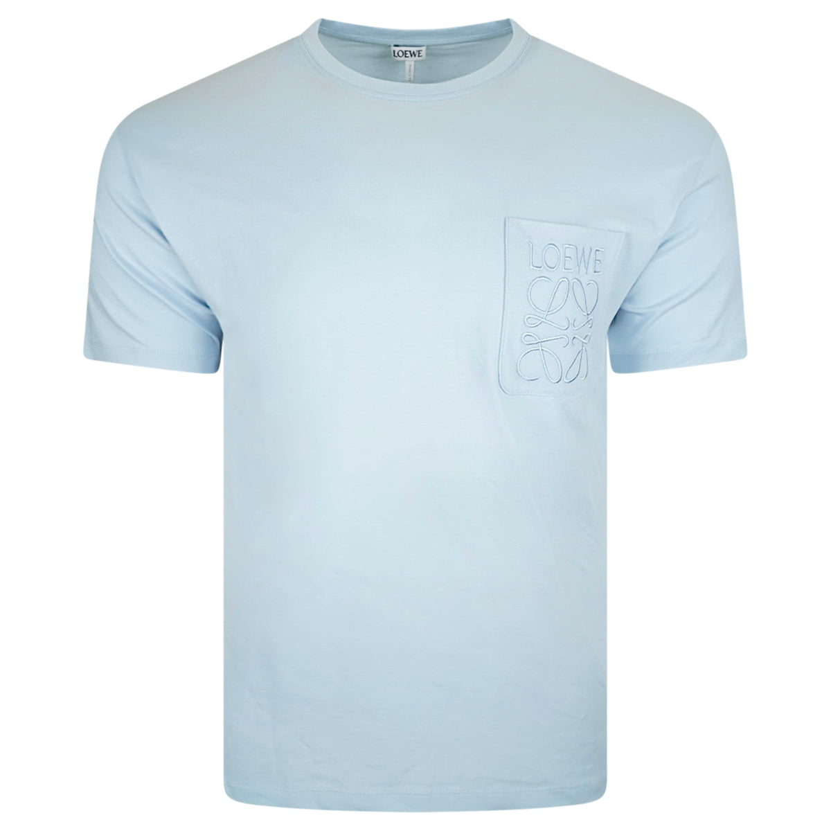 LOEWE LIGHT BLUE LOGO T SHIRT - SMALL (Fits Medium) | PRE OWNED - Affluent ArchivesUsed HIGH END DESIGNER CLOTHING