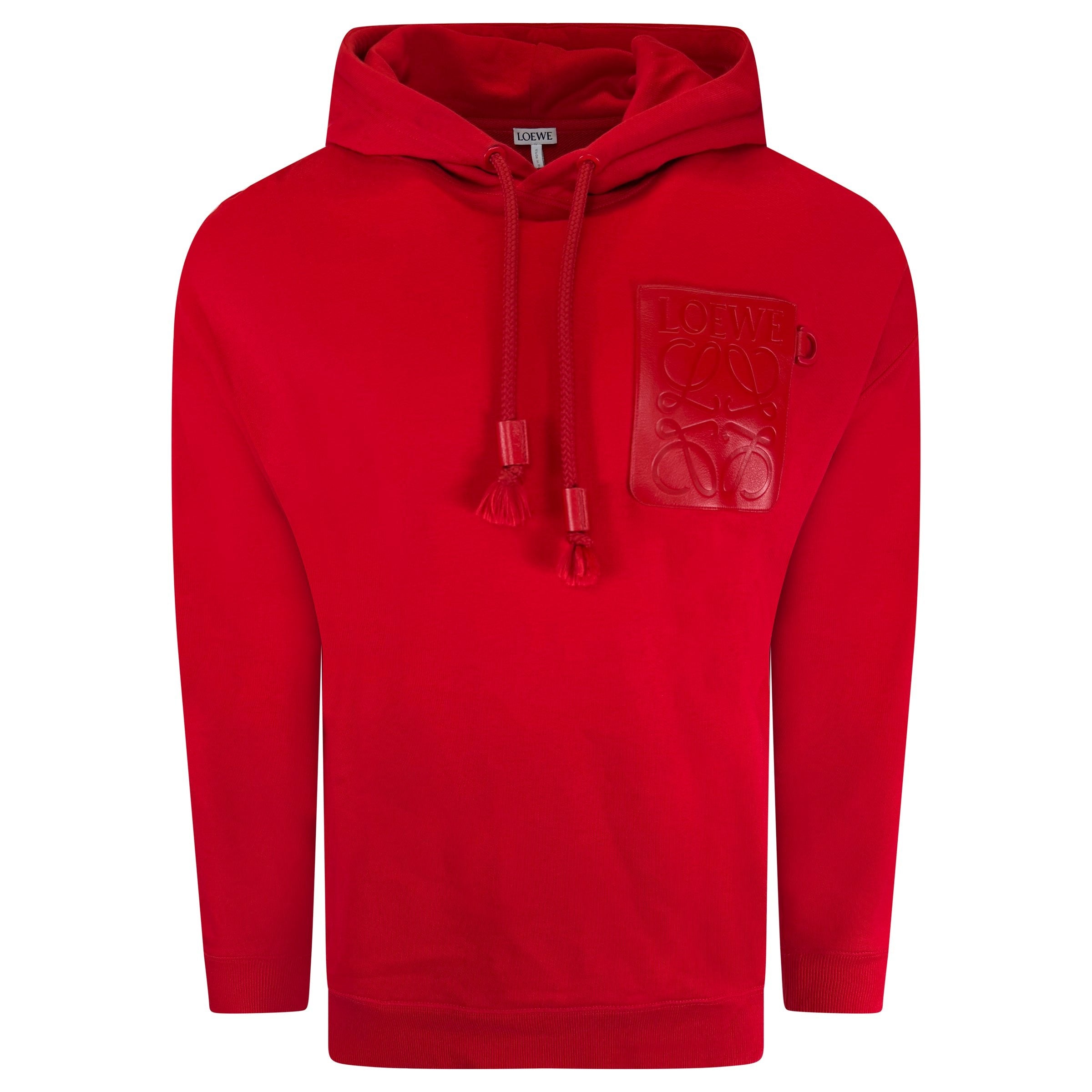LOEWE RED POCKET HOODIE - SMALL (Fits Medium) | PRE OWNED - Affluent ArchivesUsed HIGH END DESIGNER CLOTHING