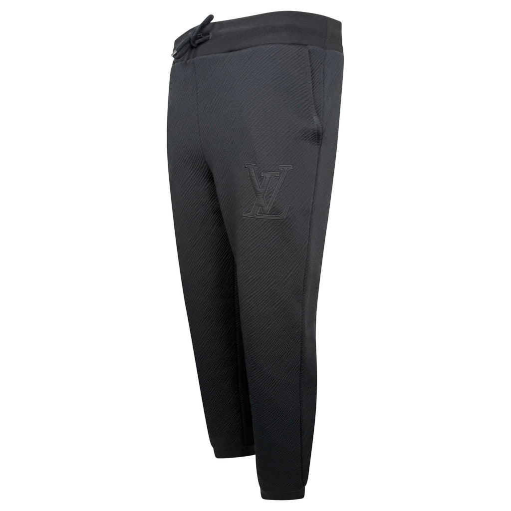 LOUIS VUITON RIBBED LV LOGO TRACK PANTS BLACK - LARGE - Affluent ArchivesUsed HIGH END DESIGNER CLOTHING