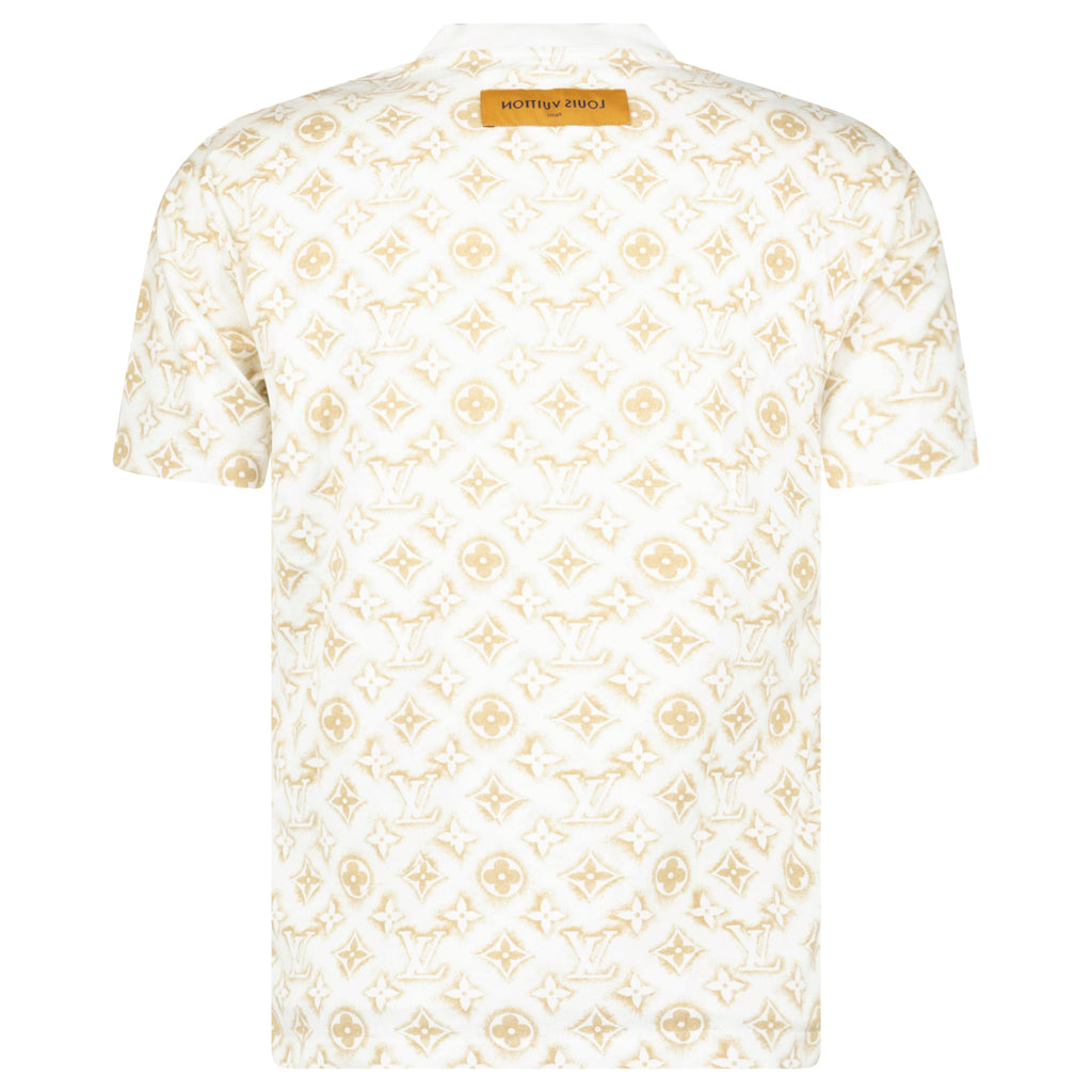 LOUIS VUITTION WHITE / BEIGE MONOGRAM T SHIRT - SMALL - Affluent ArchivesUsed HIGH END DESIGNER CLOTHING