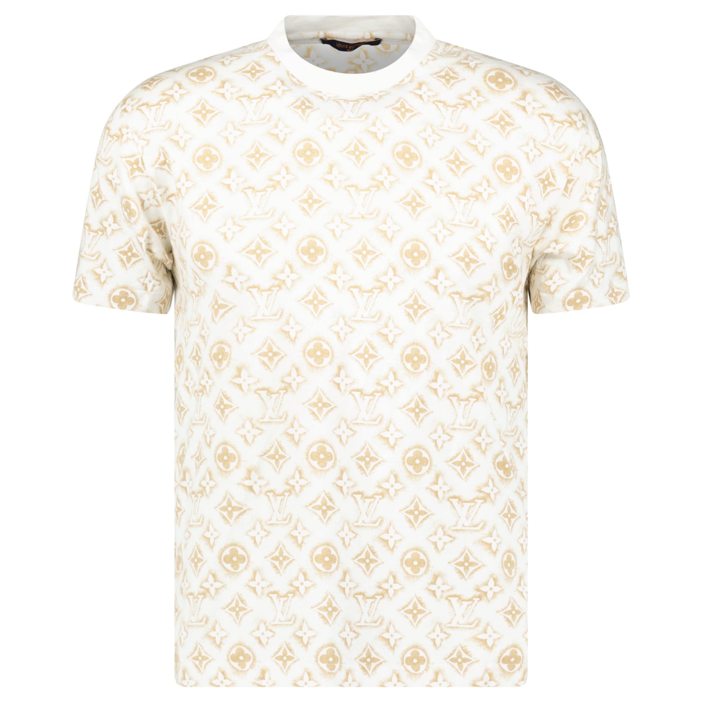 LOUIS VUITTION WHITE / BEIGE MONOGRAM T SHIRT - SMALL - Affluent ArchivesUsed HIGH END DESIGNER CLOTHING